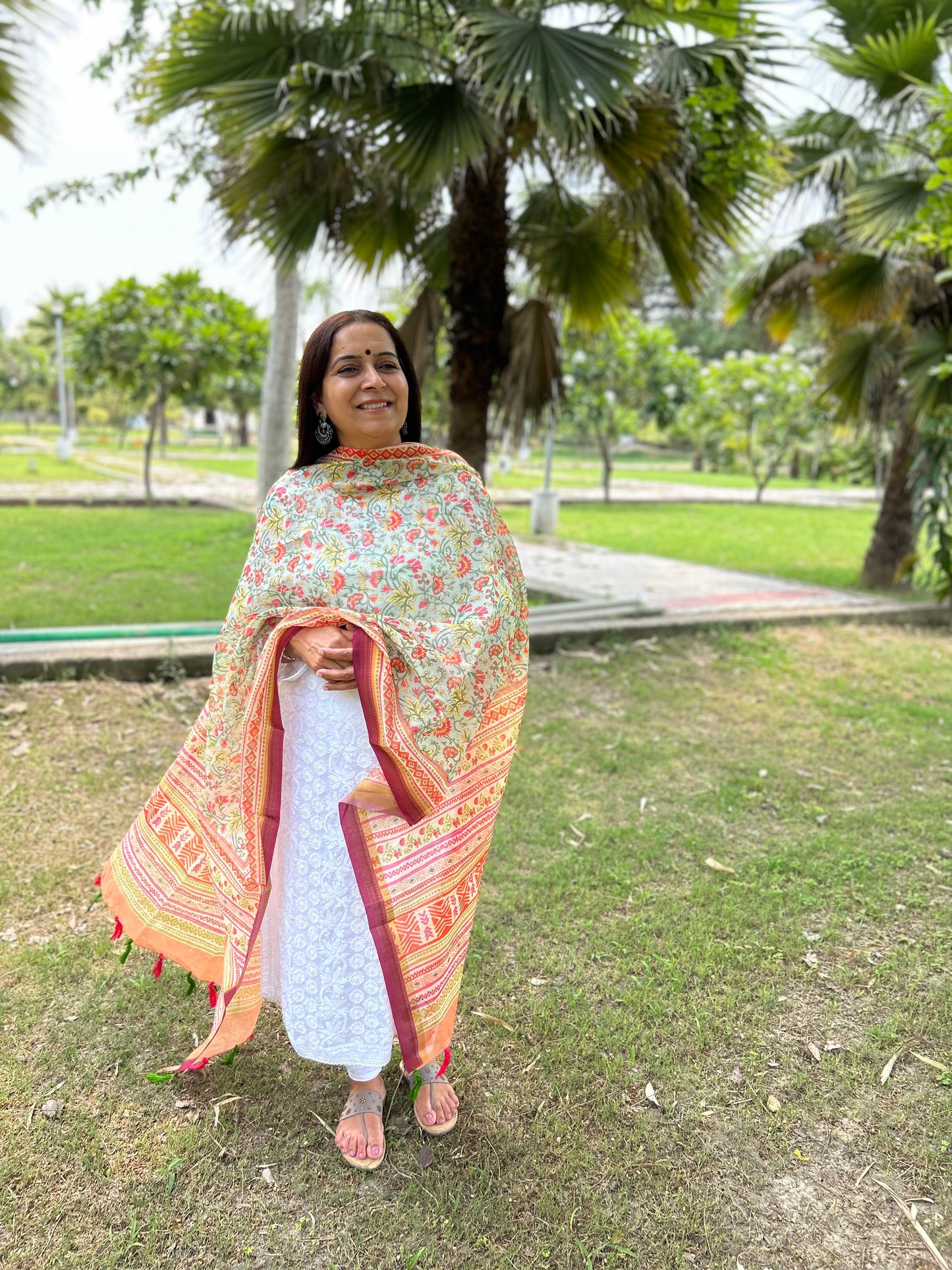 Multi Color Chanderi Digital Printed Dupatta
