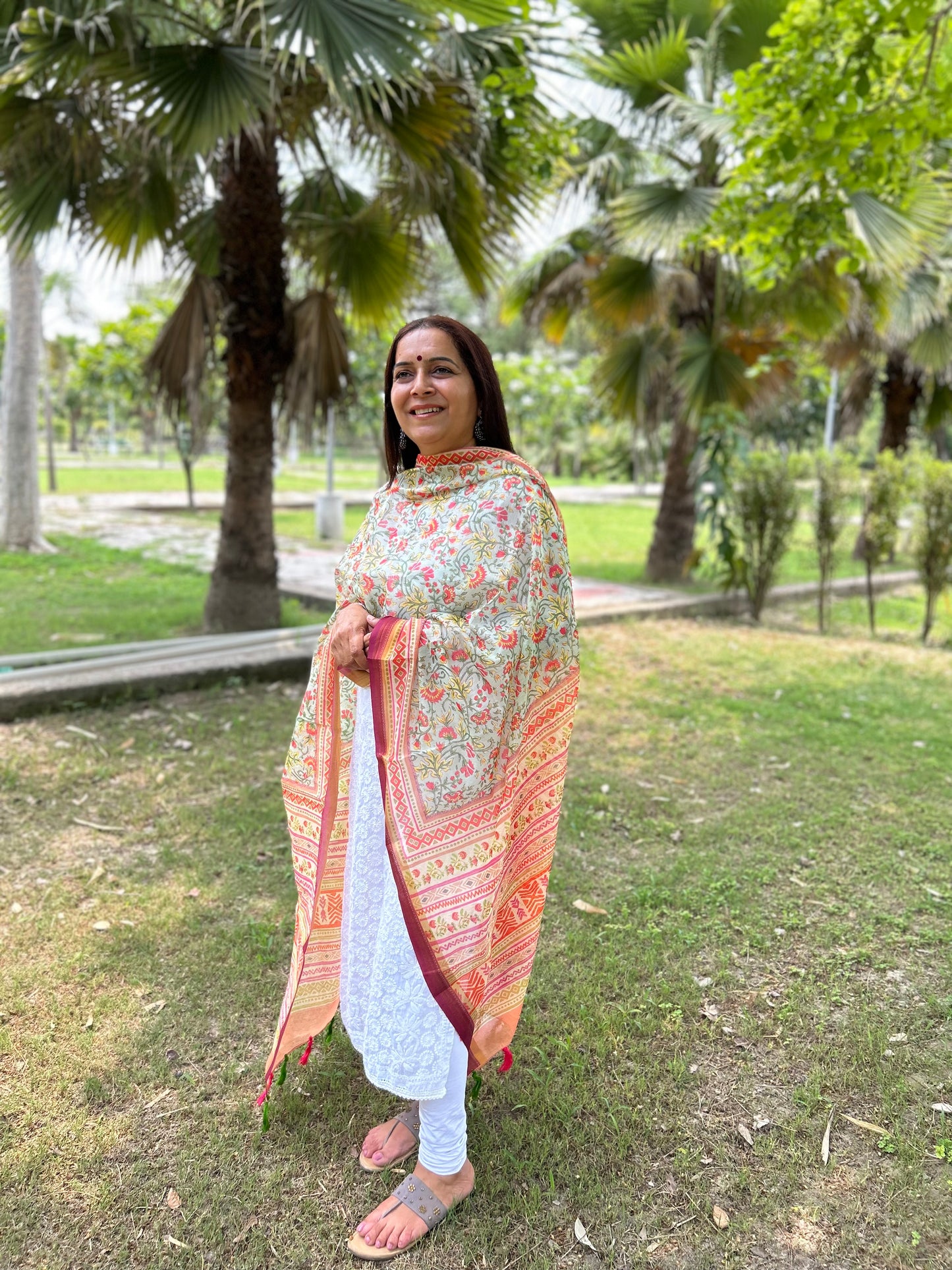 Multi Color Chanderi Digital Printed Dupatta