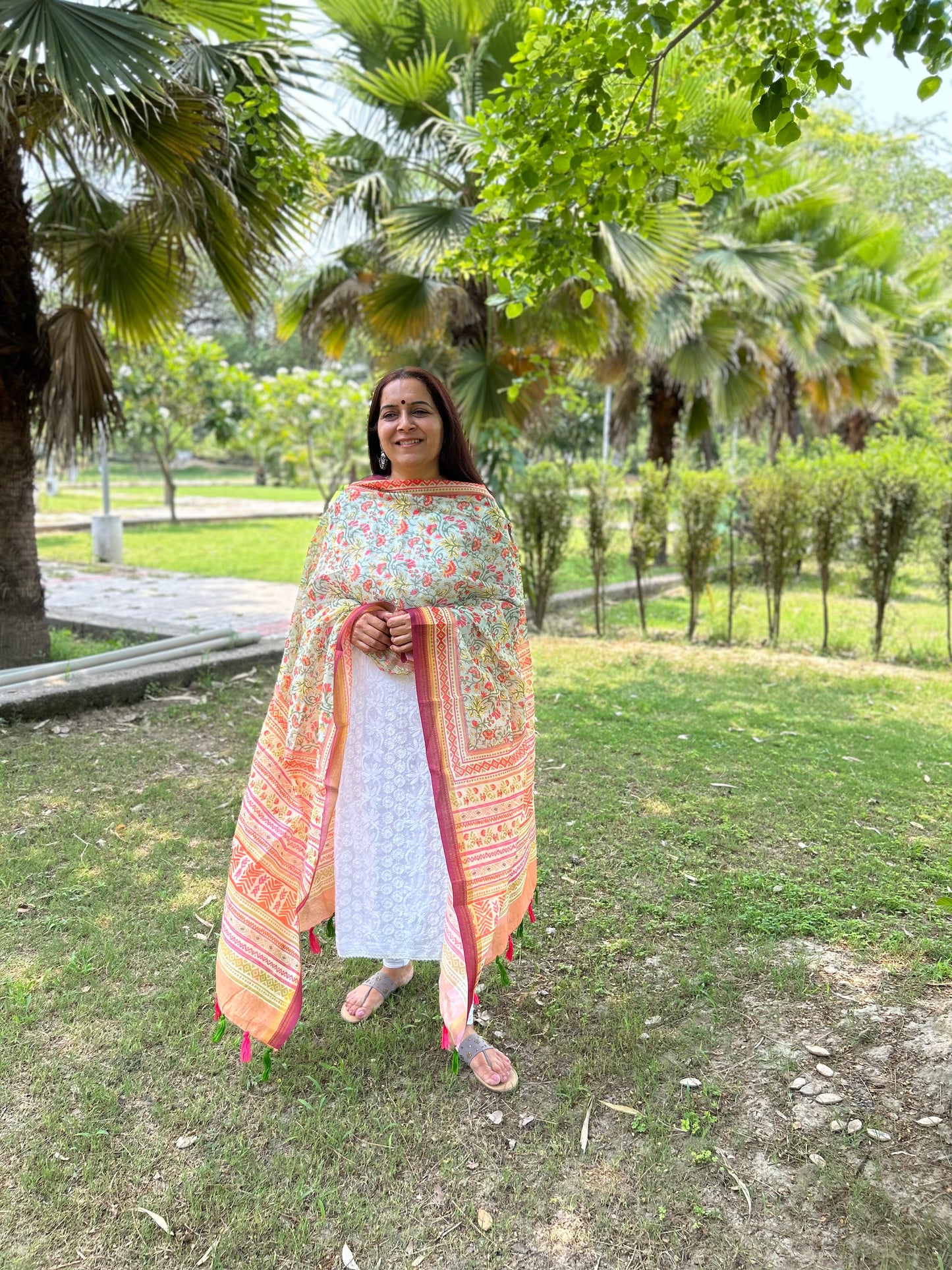 Multi Color Chanderi Digital Printed Dupatta