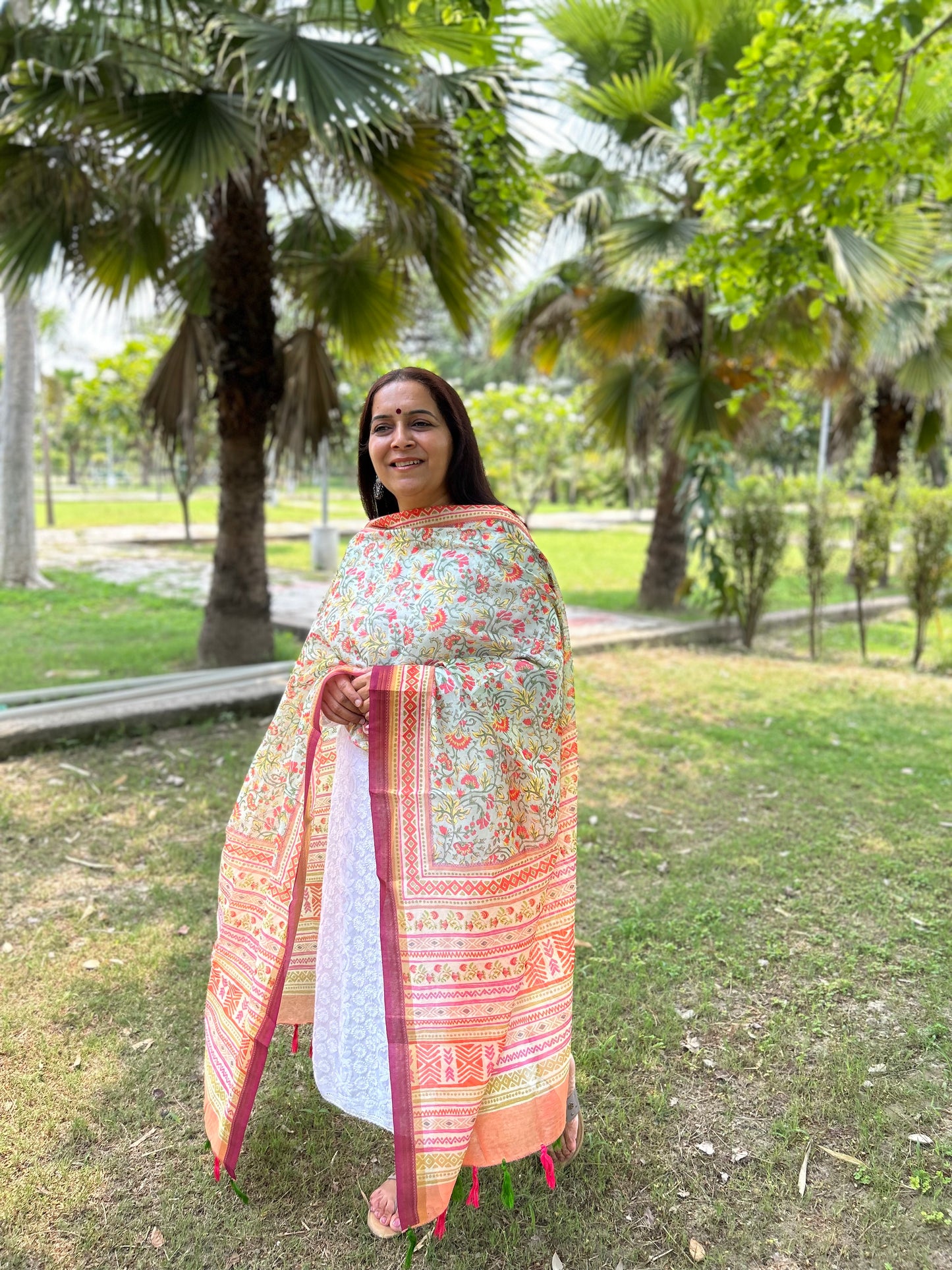 Multi Color Chanderi Digital Printed Dupatta