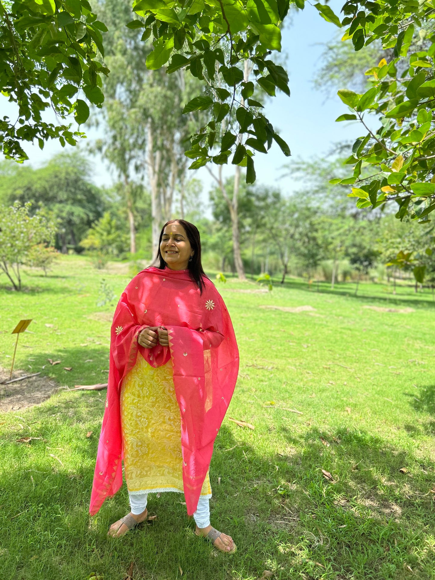 Pink Chanderi Chikankari Dupatta
