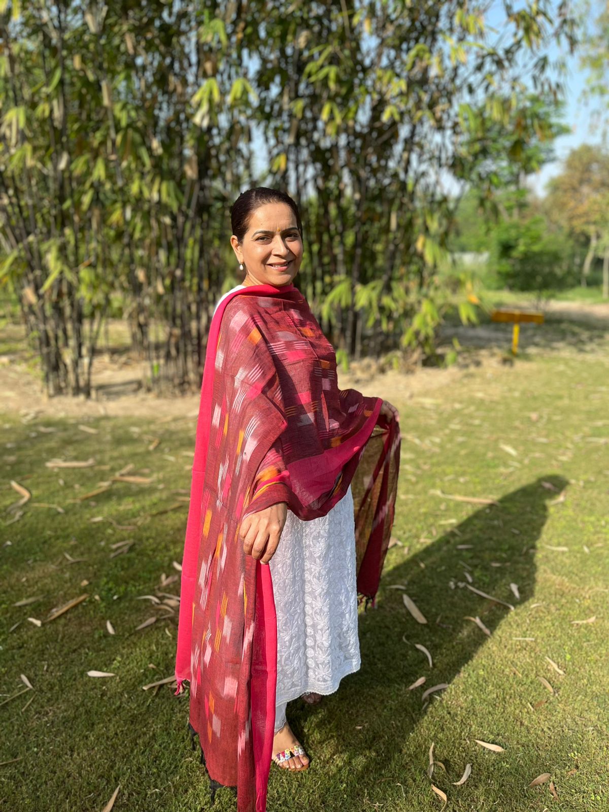 Red Handwoven Ikat Dupatta