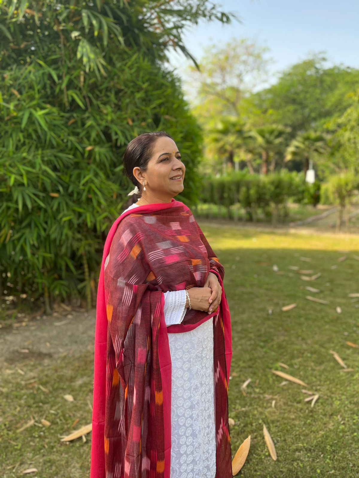 Red Handwoven Ikat Dupatta