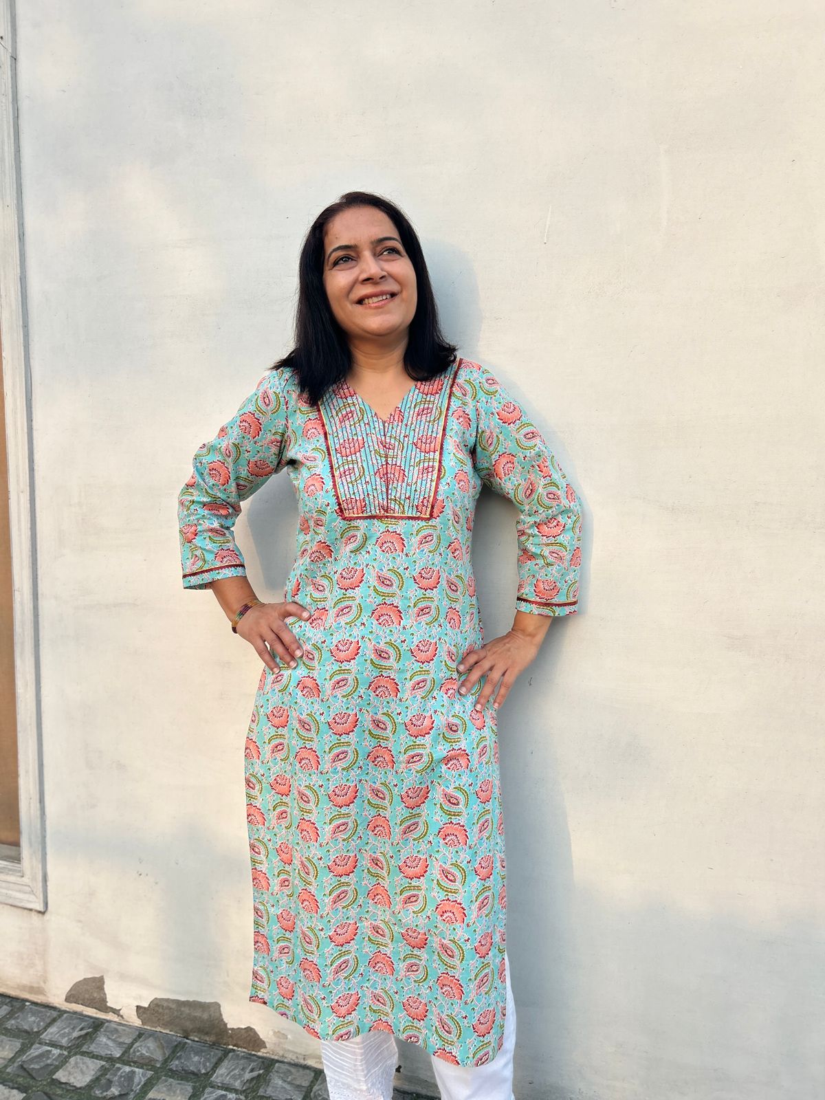 Multi Color Cotton Block Printed Kurta