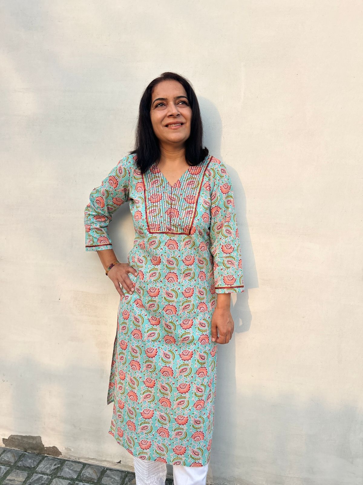 Multi Color Cotton Block Printed Kurta