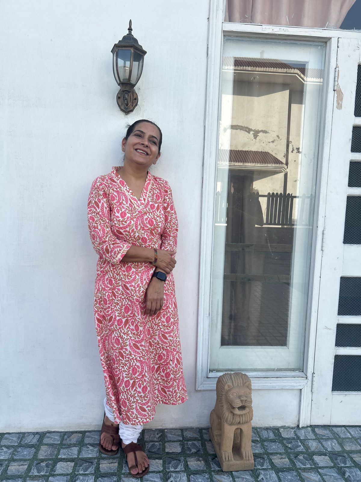 Pink Block Printed Kurta
