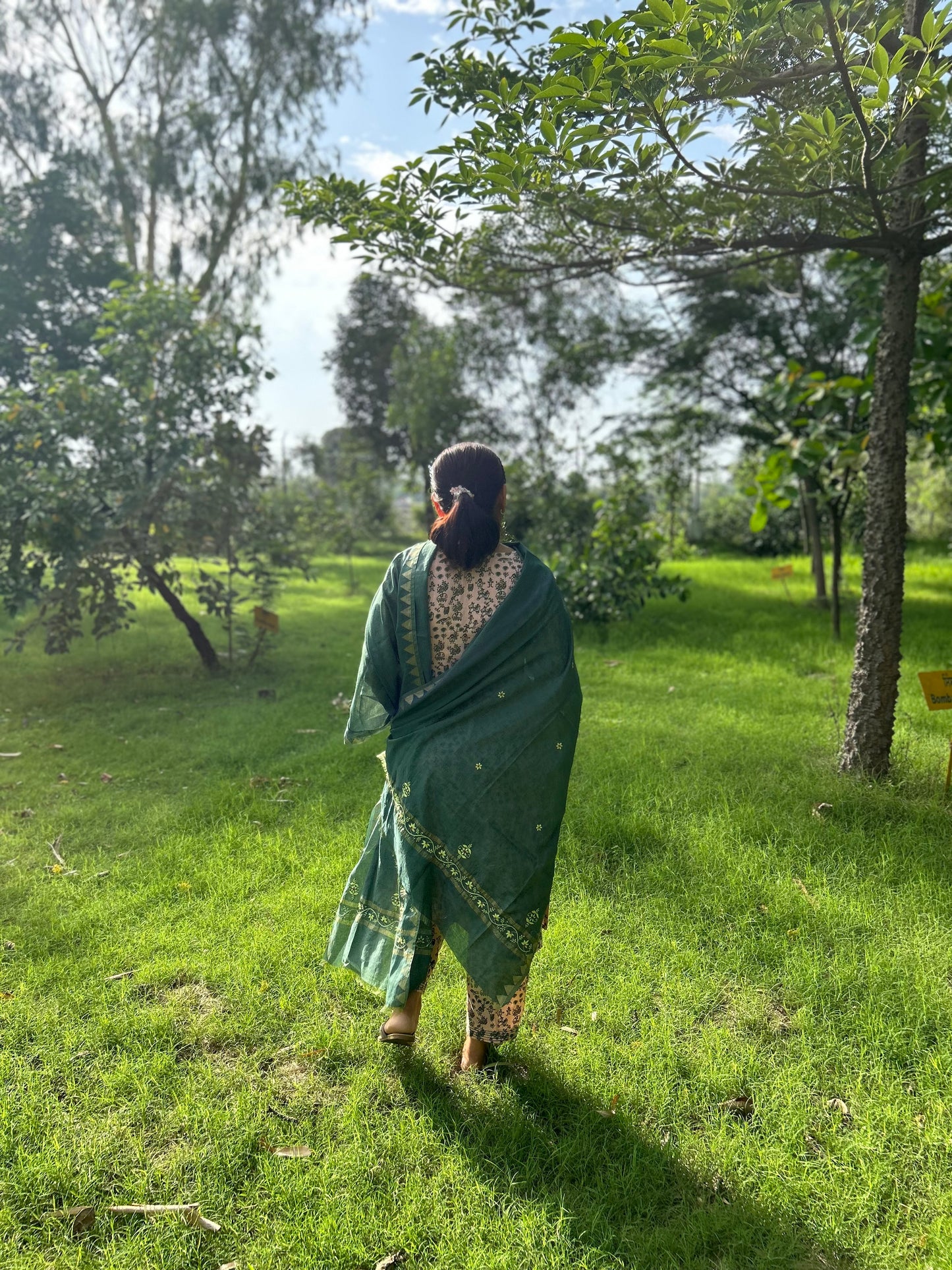 Green Chanderi Chikankari Dupatta