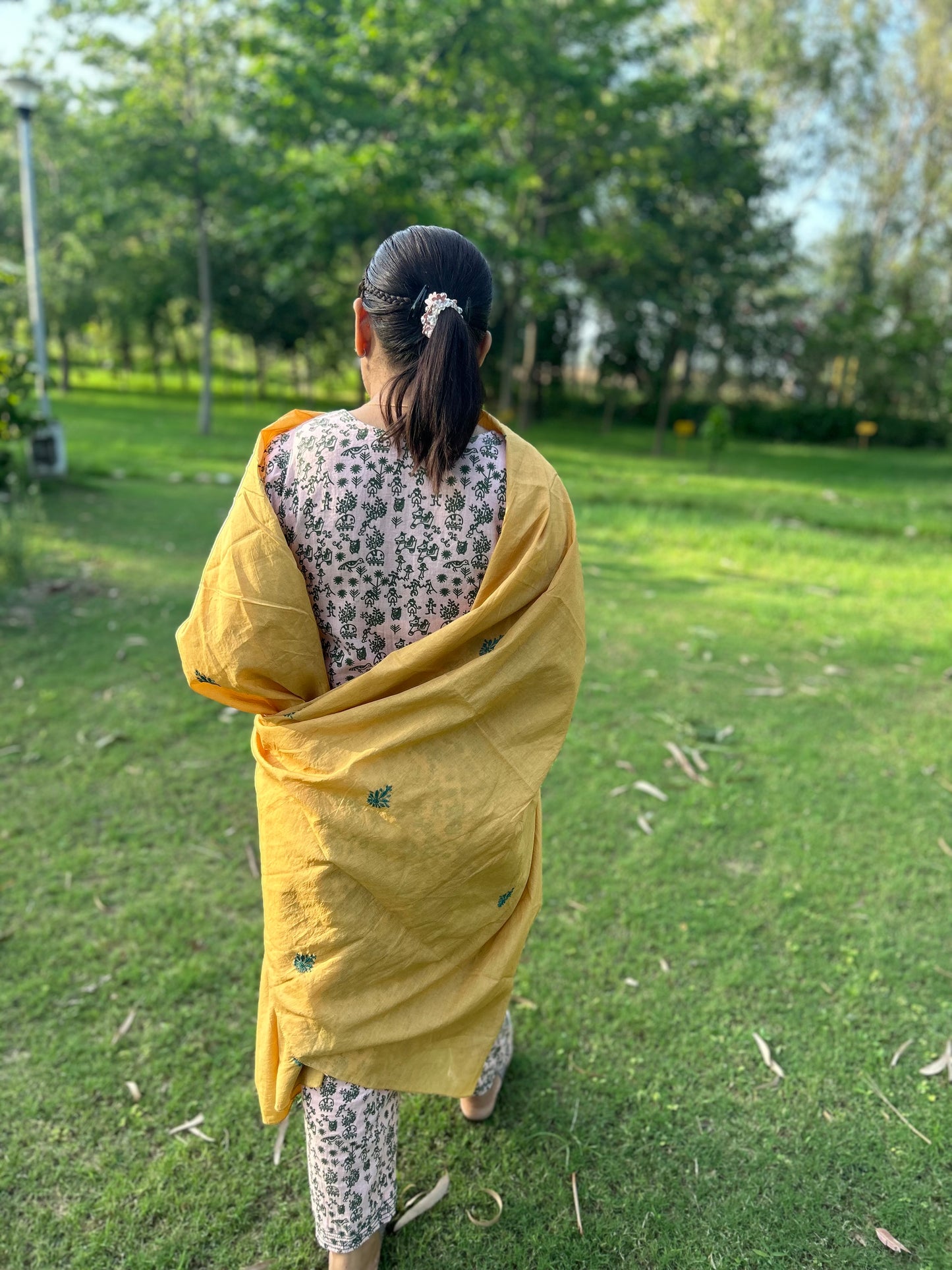 Light Brown Cotton Voile Chikankari  Dupatta