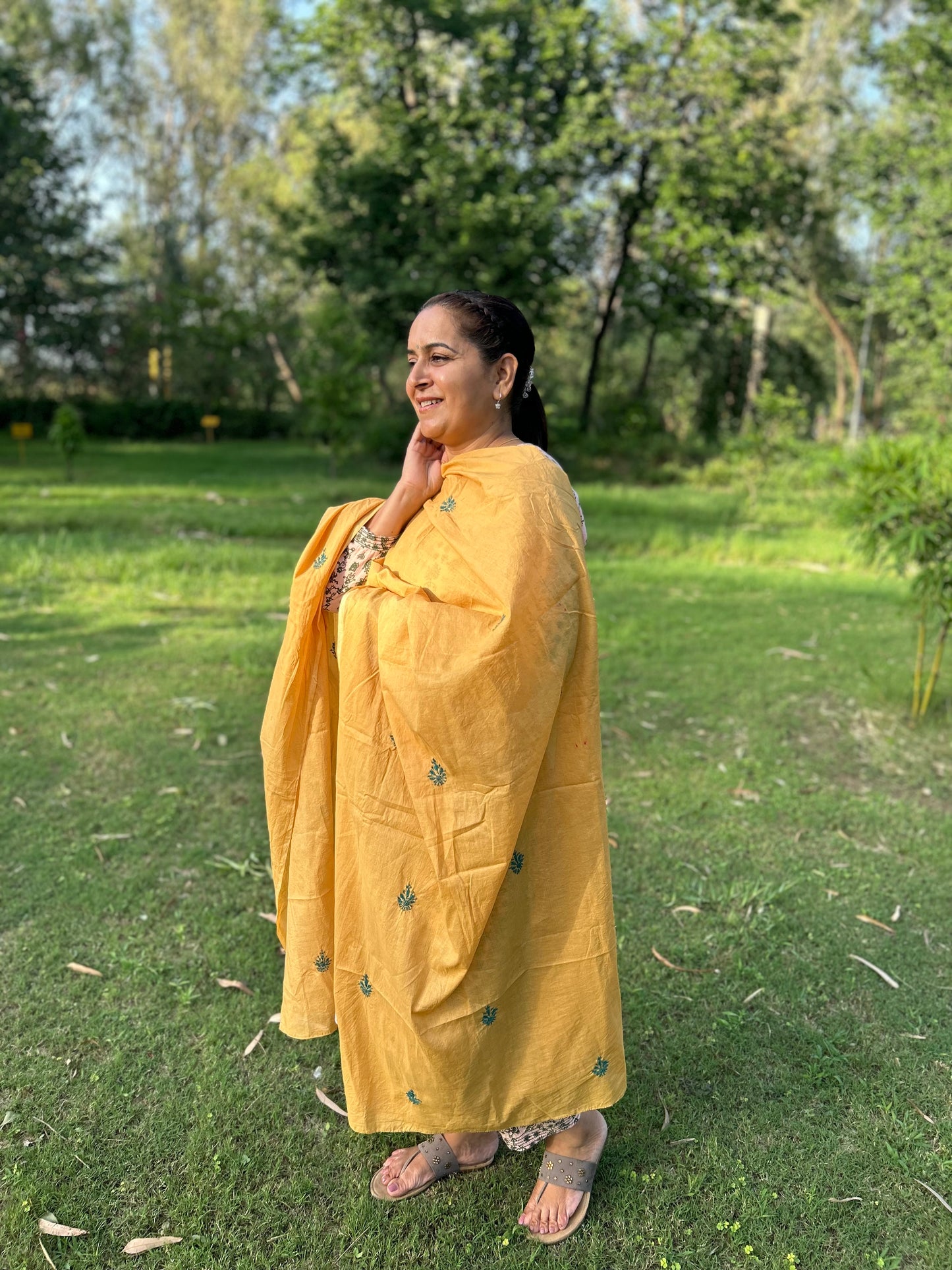 Light Brown Cotton Voile Chikankari  Dupatta