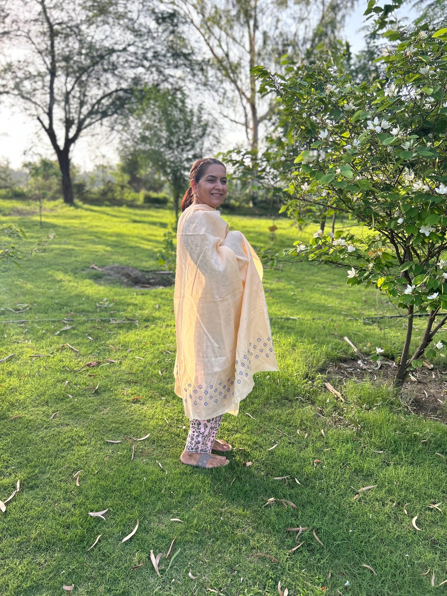 Off White Cotton Voile Chikankari Dupatta