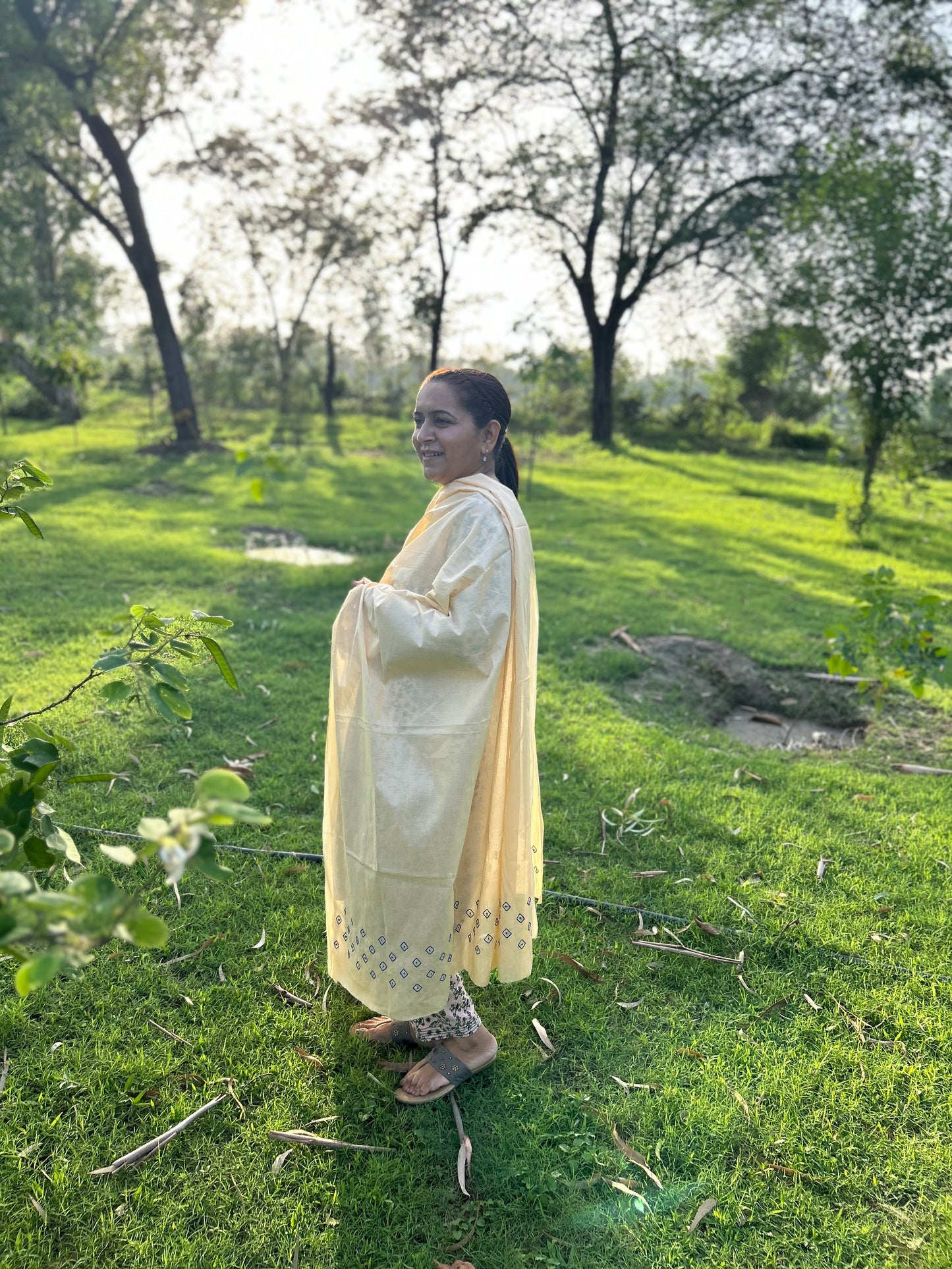 Off White Cotton Voile Chikankari Dupatta