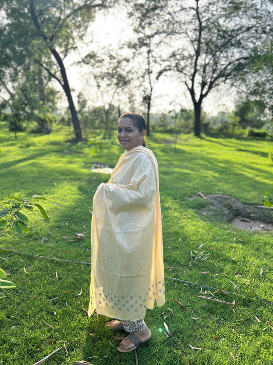 Off White Cotton Voile Chikankari Dupatta