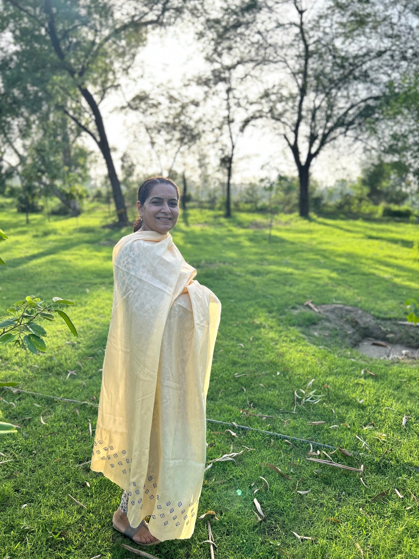 Off White Cotton Voile Chikankari Dupatta