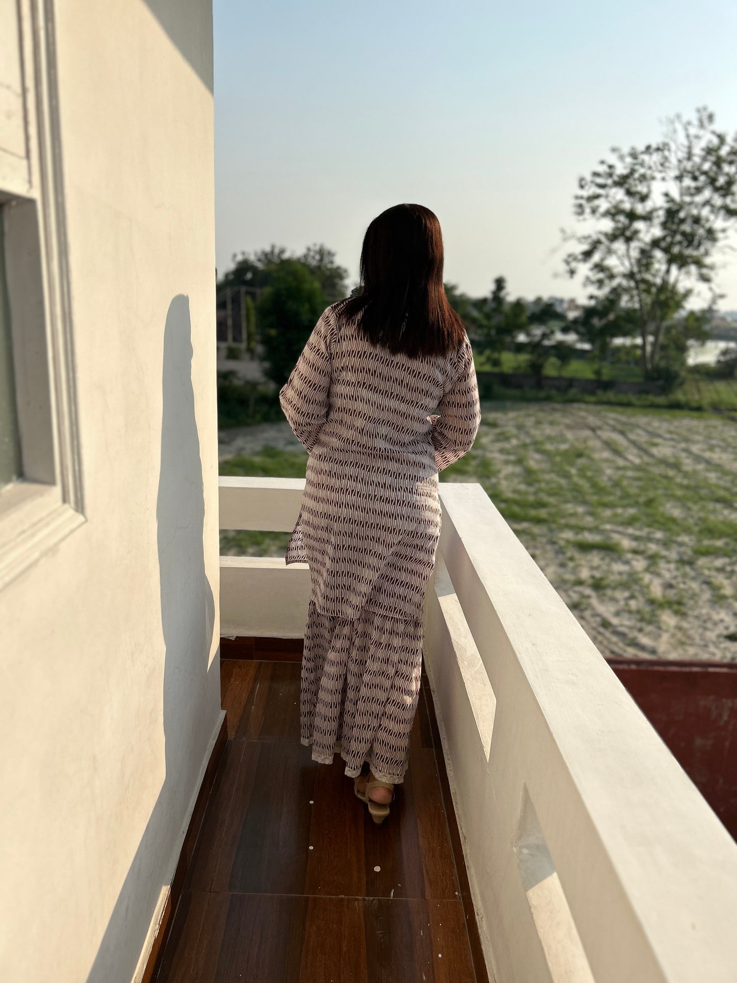 Peach Cotton Printed Sharara Set