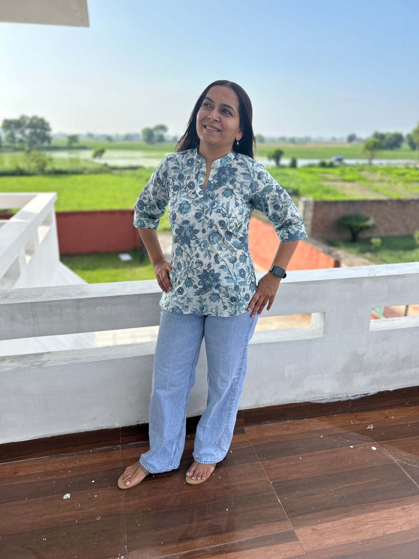 Grey Block Printed Tunic