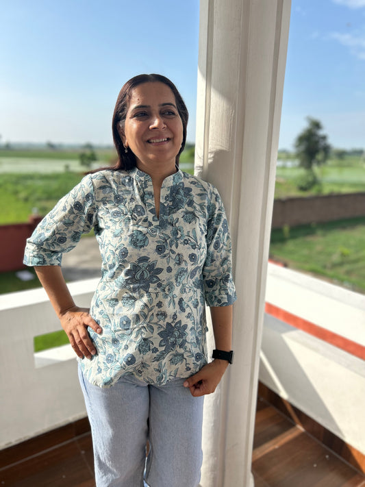 Grey Block Printed Tunic