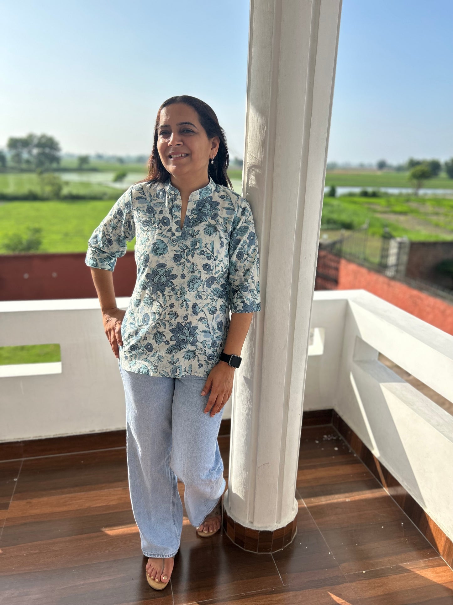 Grey Block Printed Tunic
