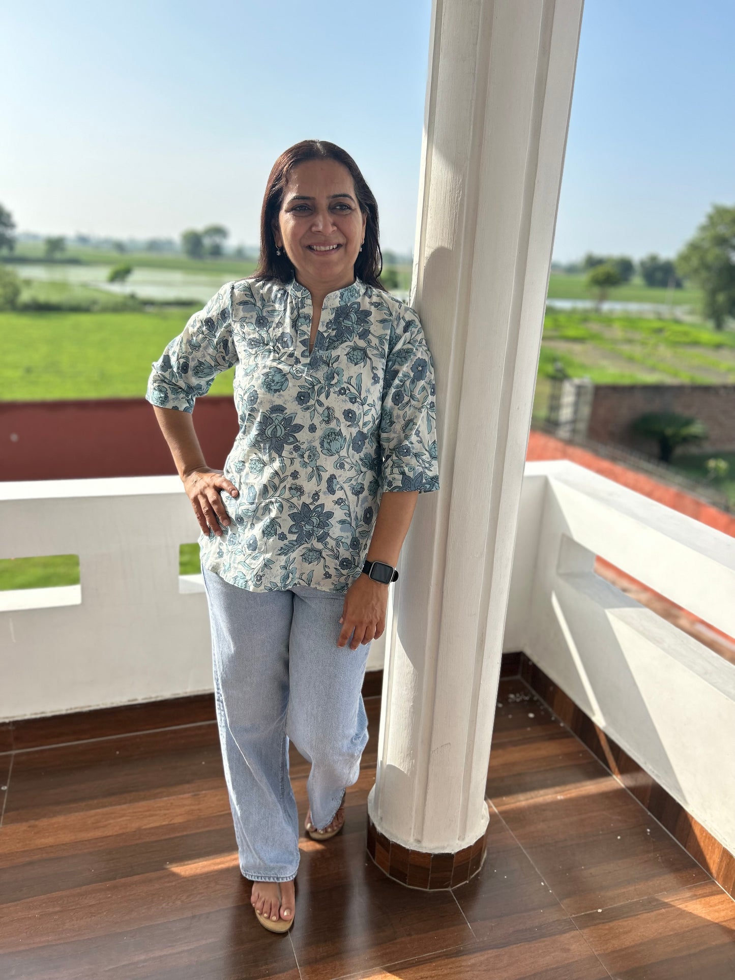 Grey Block Printed Tunic
