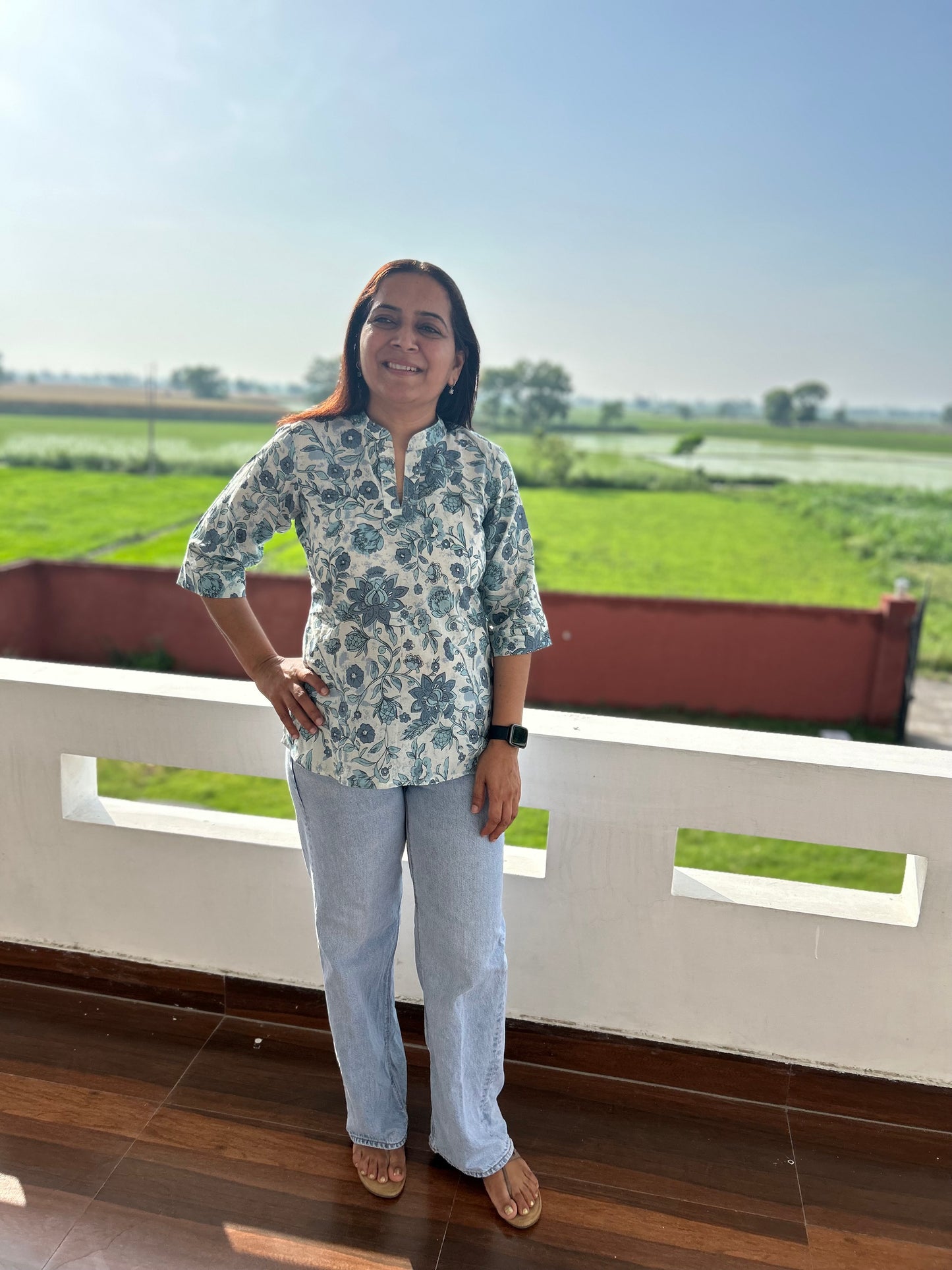 Grey Block Printed Tunic