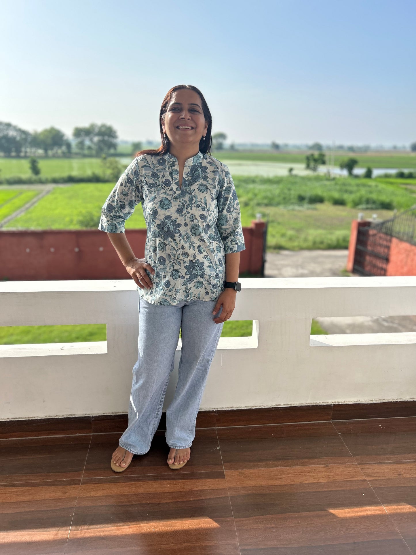 Grey Block Printed Tunic