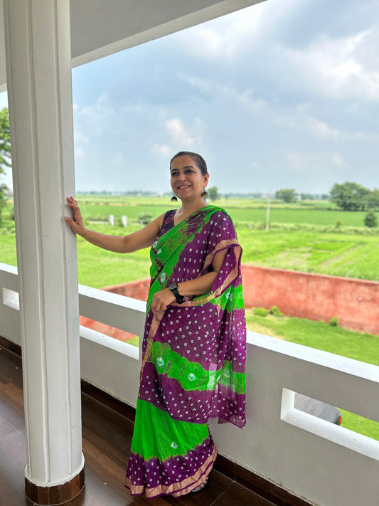 Purple Bhandani sari
