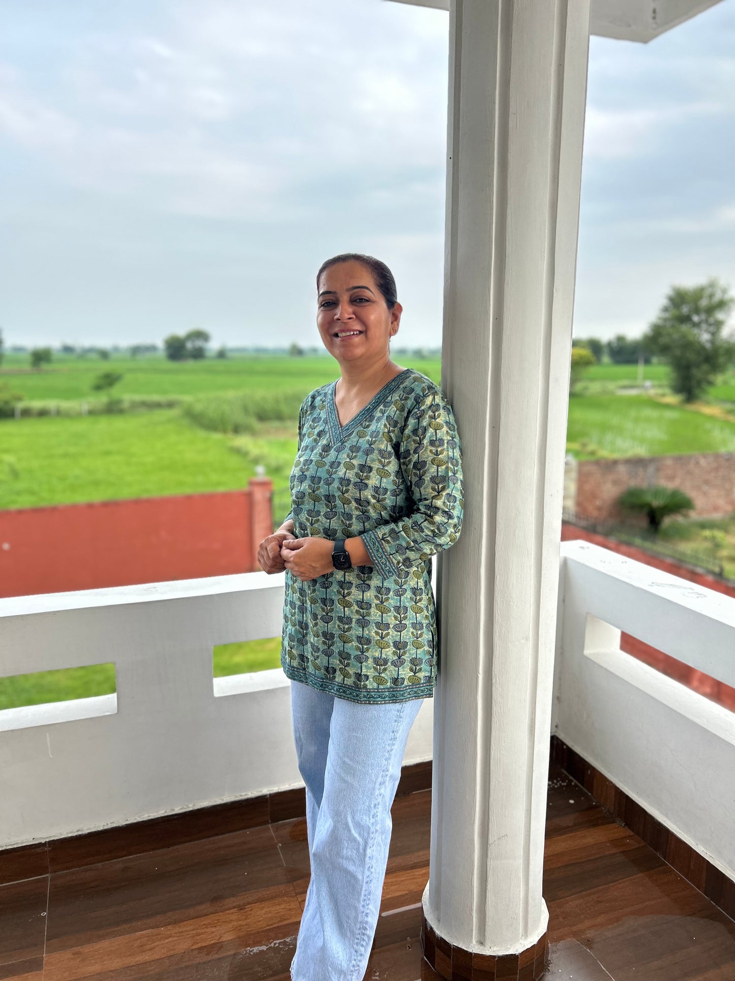 Greyish Green Cotton Kurti