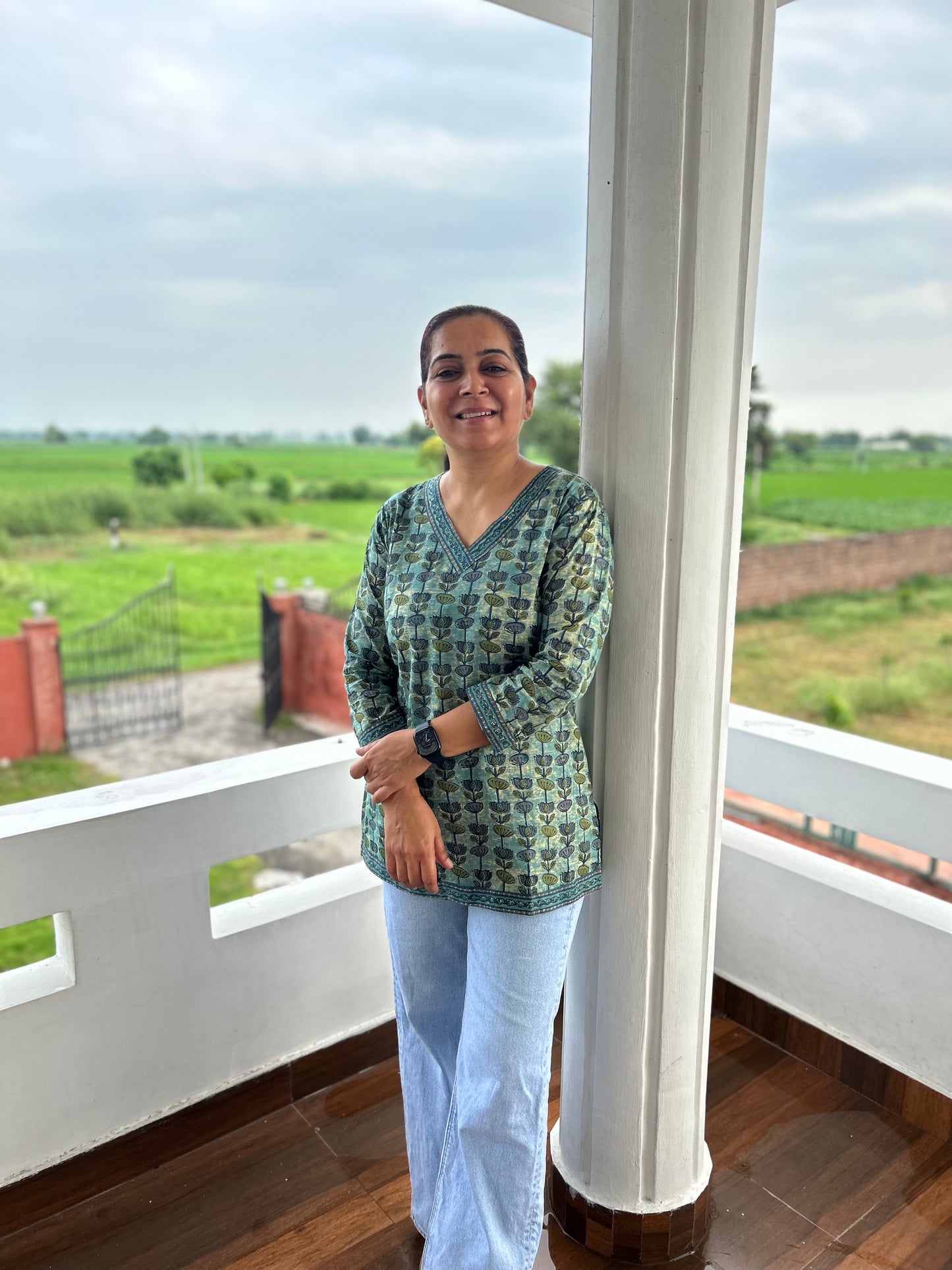 Greyish Green Cotton Kurti