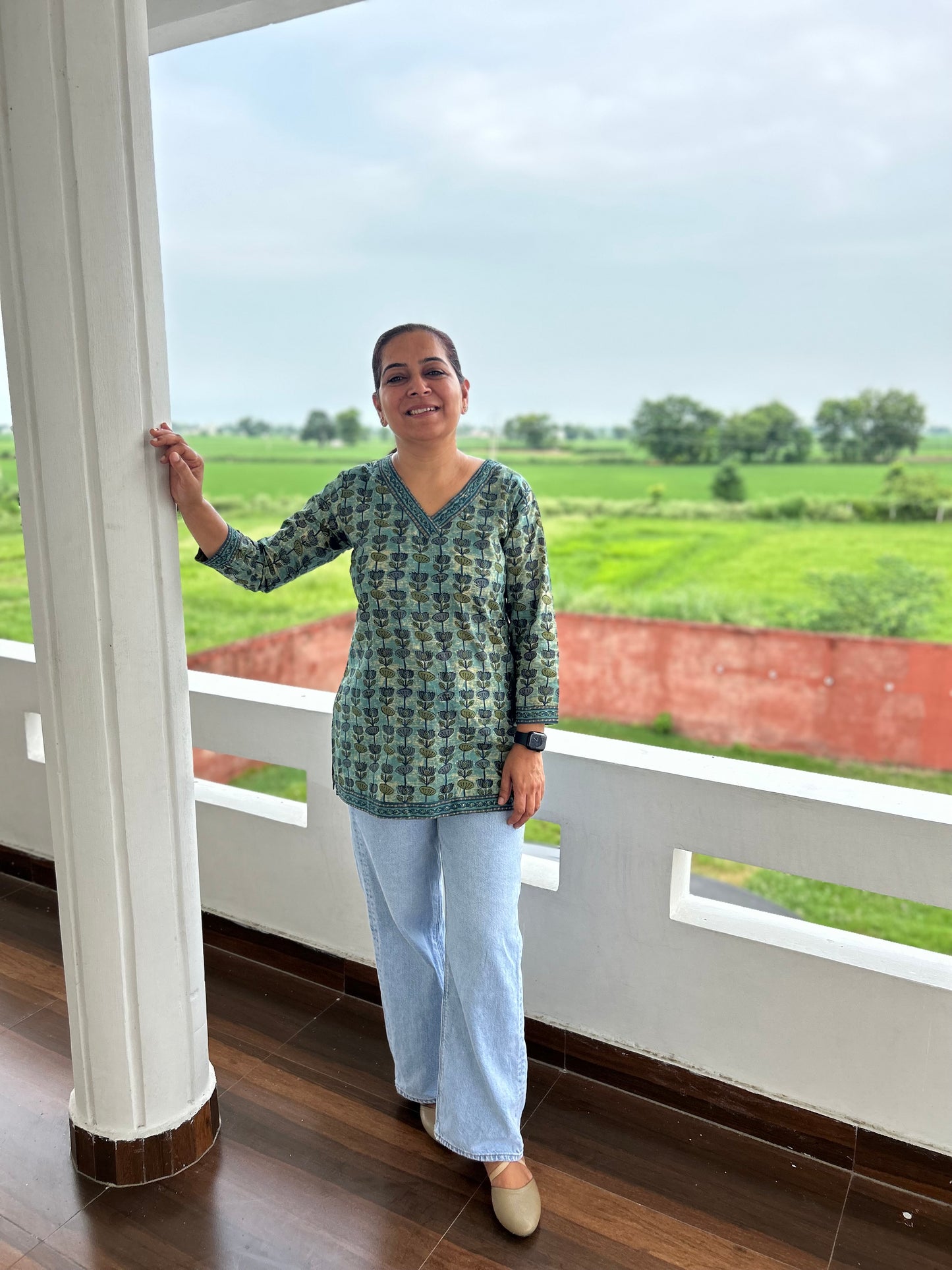 Greyish Green Cotton Kurti