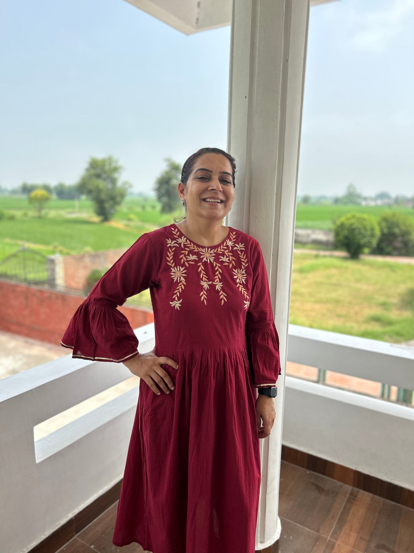 Maroon Cotton Dress