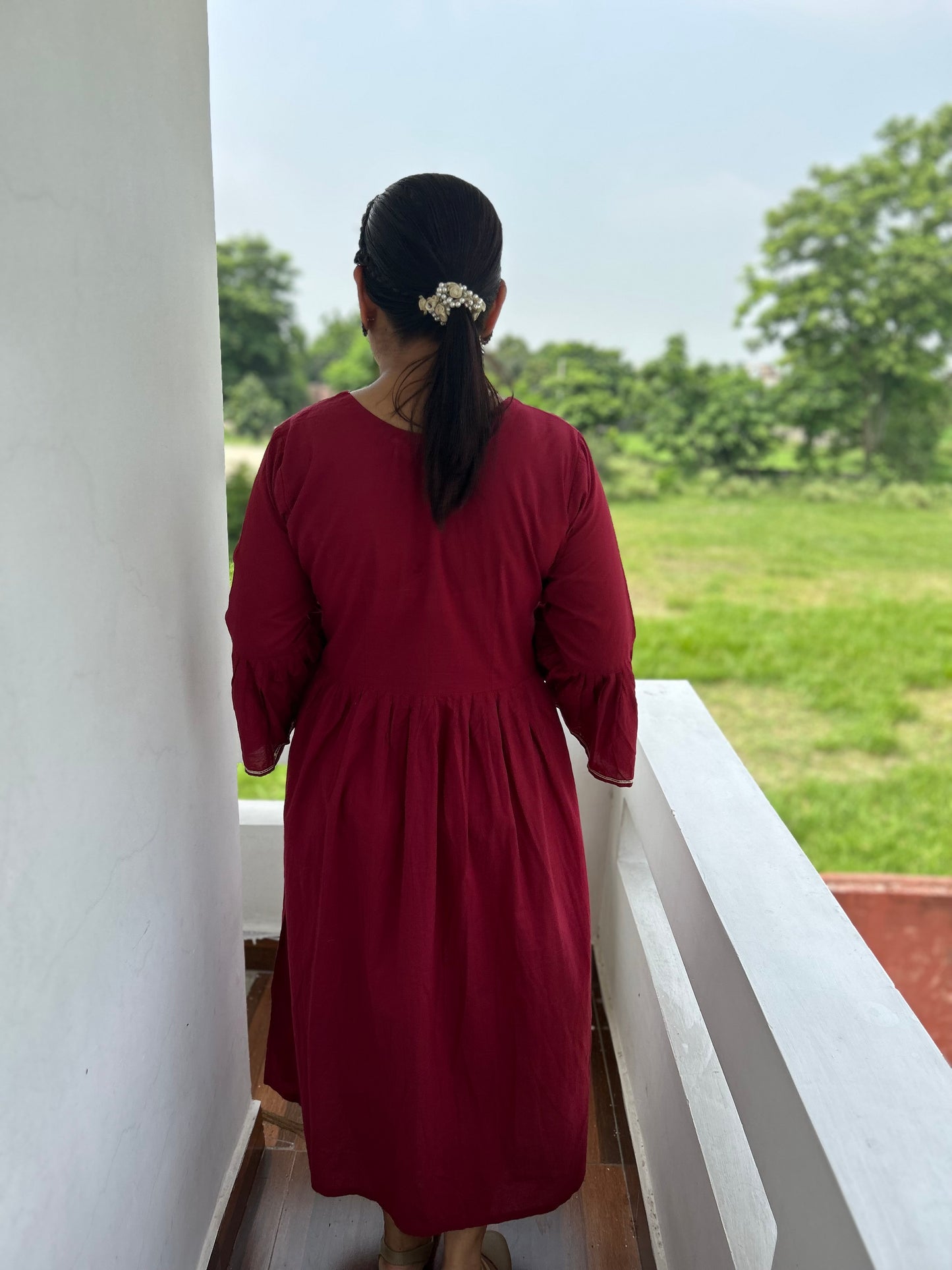Maroon Cotton Dress