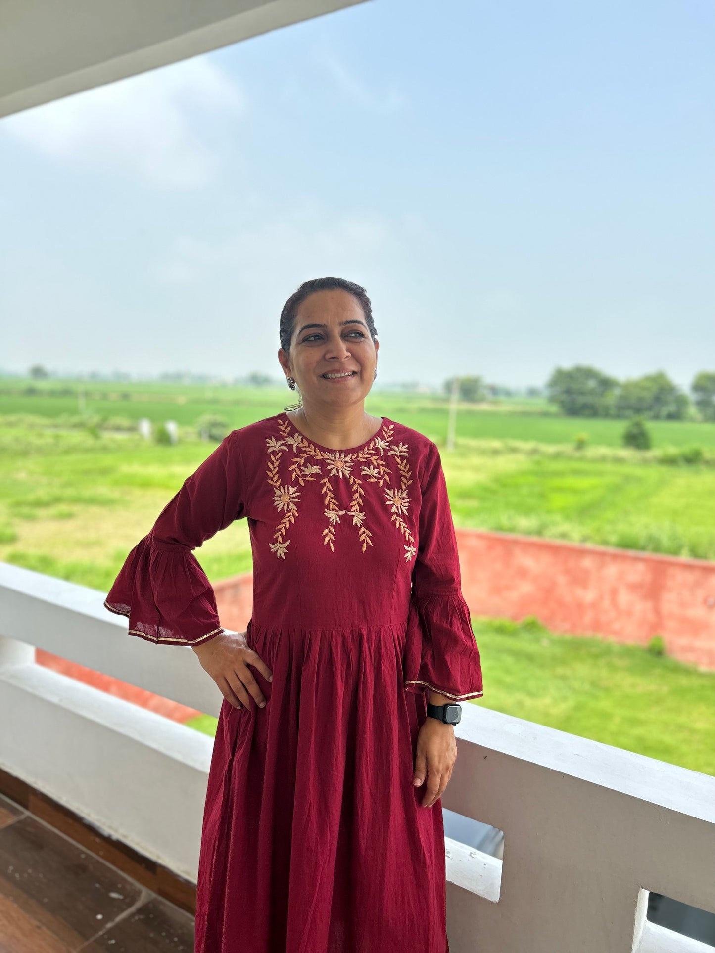 Maroon Cotton Dress