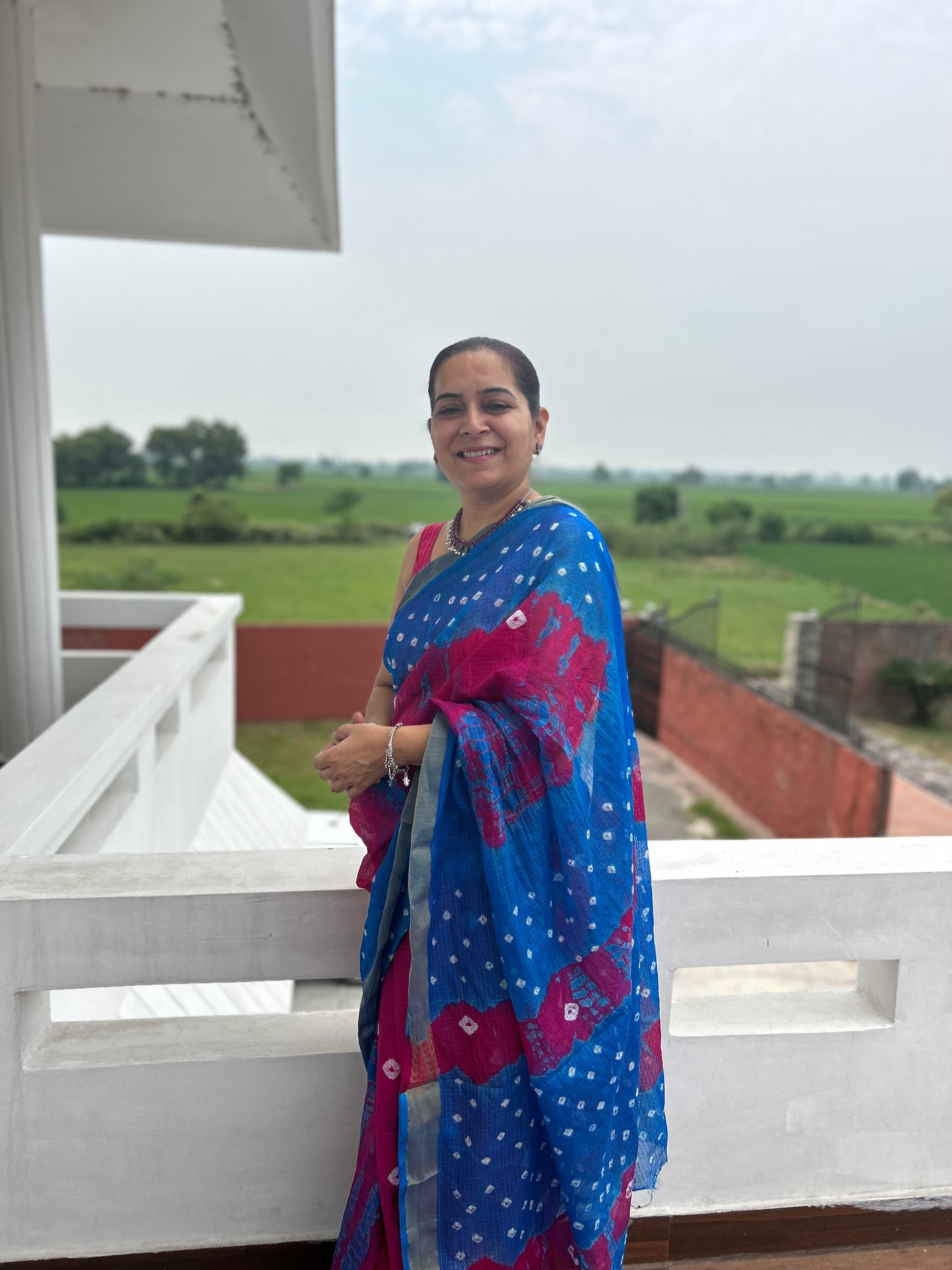 Kota Doria Shibori  Sari