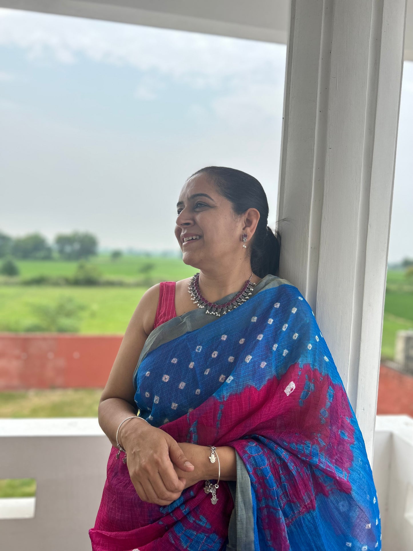 Kota Doria Shibori  Sari