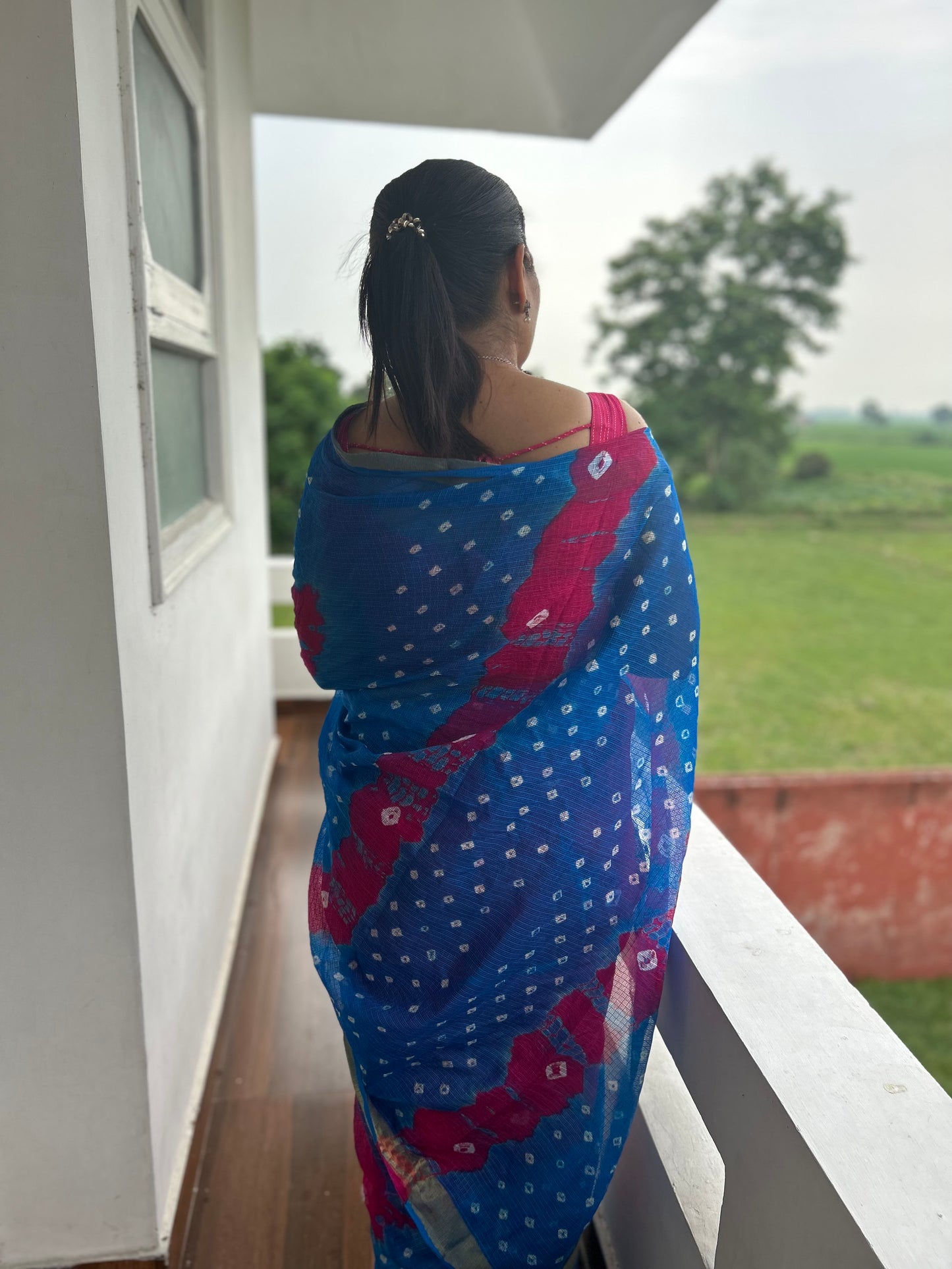 Kota Doria Shibori  Sari