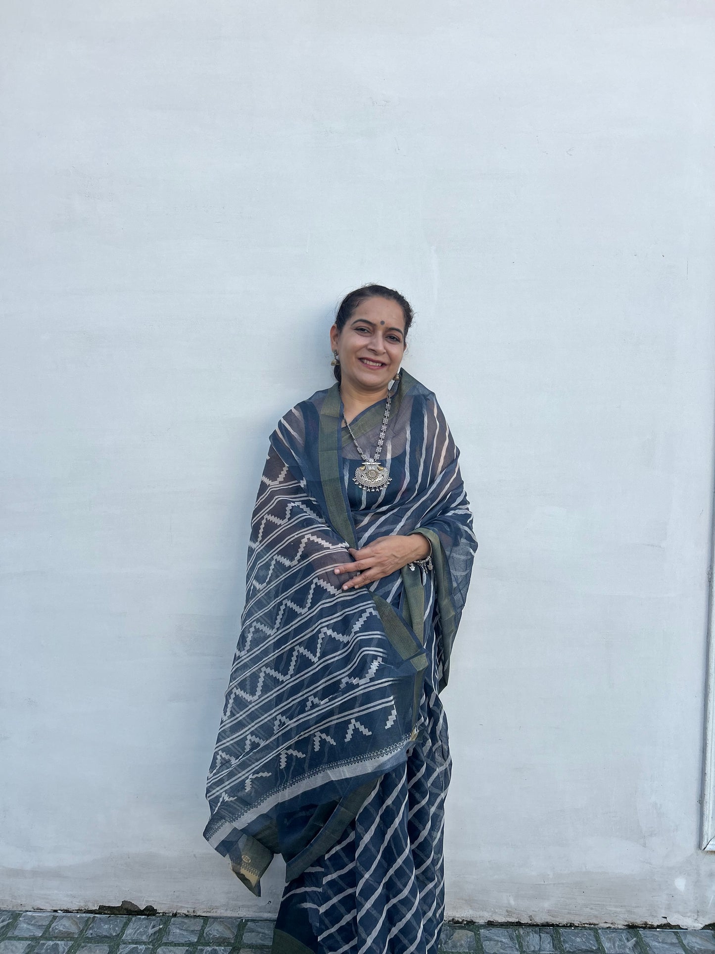 Grey Chanderi Sari