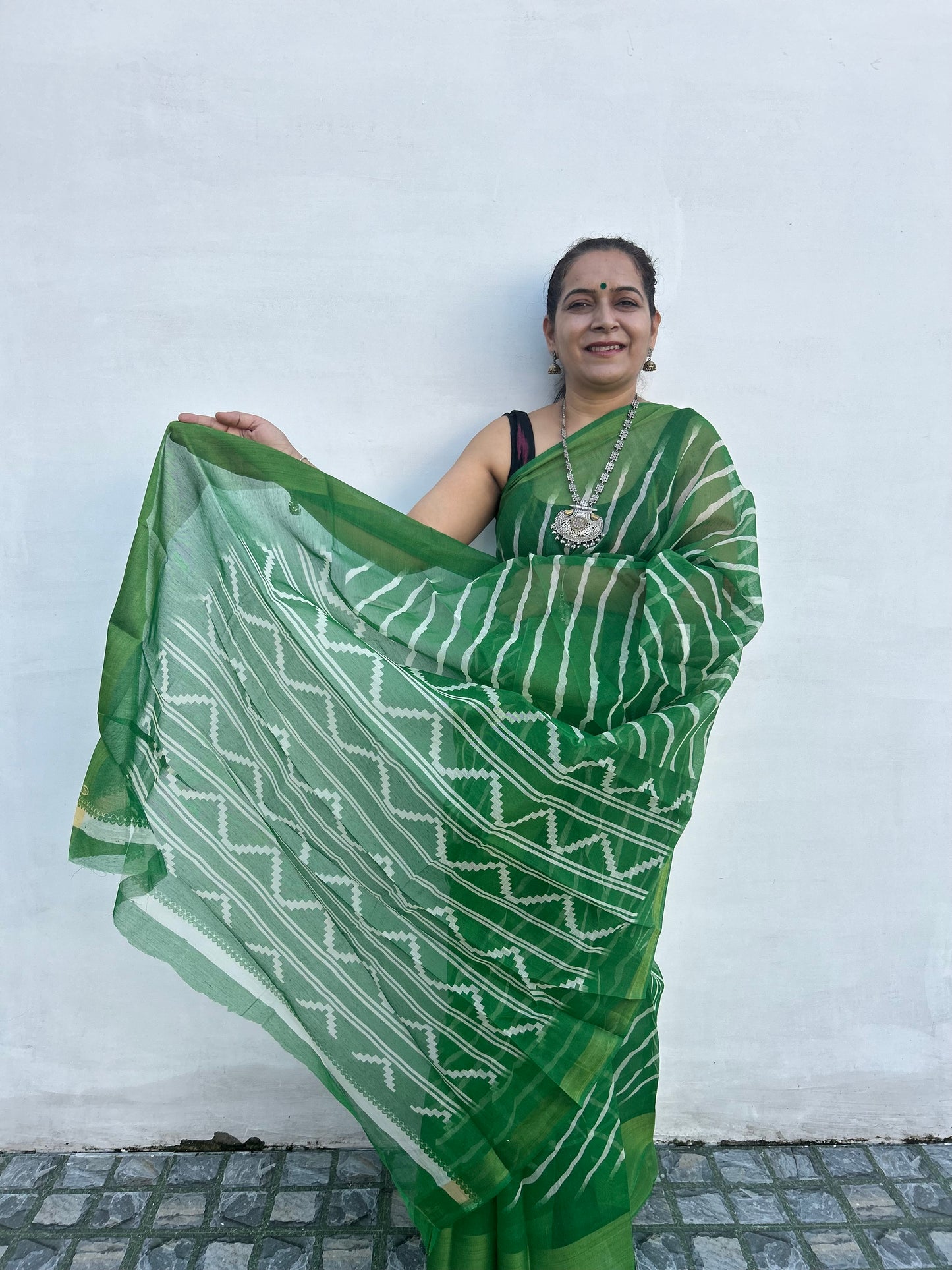 Green Chanderi Sari