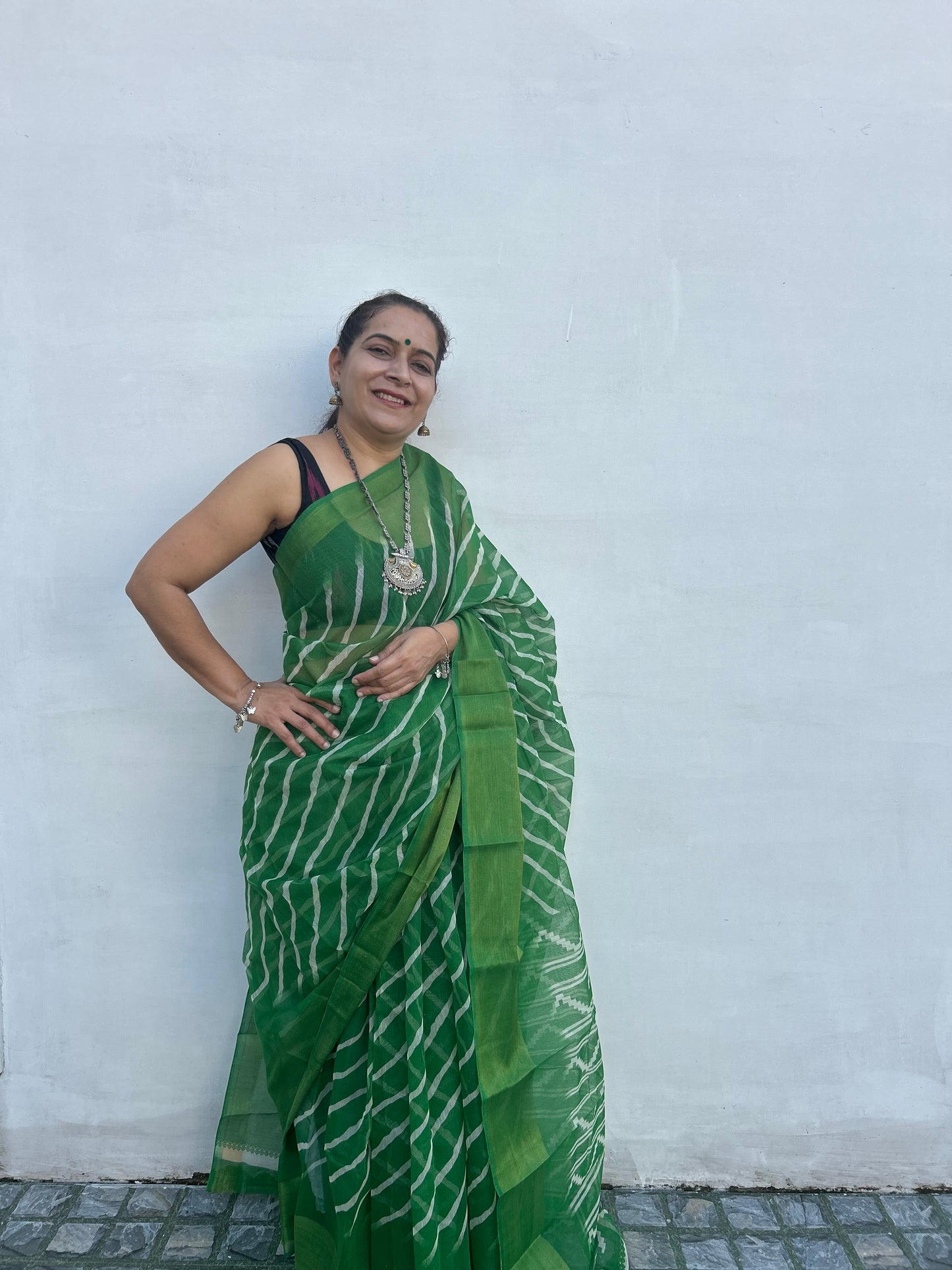 Green Chanderi Sari