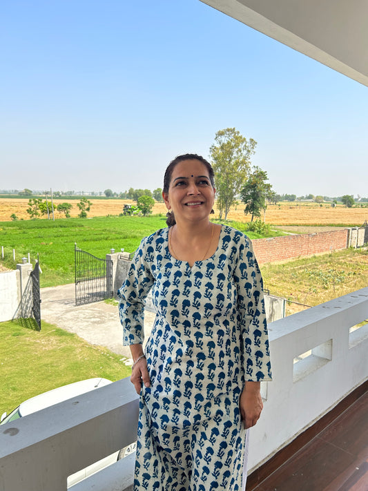 Indigo Cotton Kurta