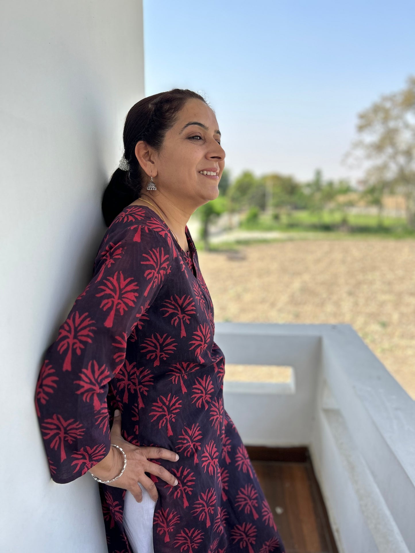 Dark Purple Dabu Kurta
