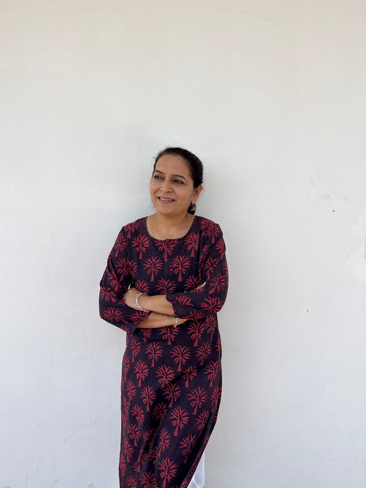 Dark Purple Dabu Kurta