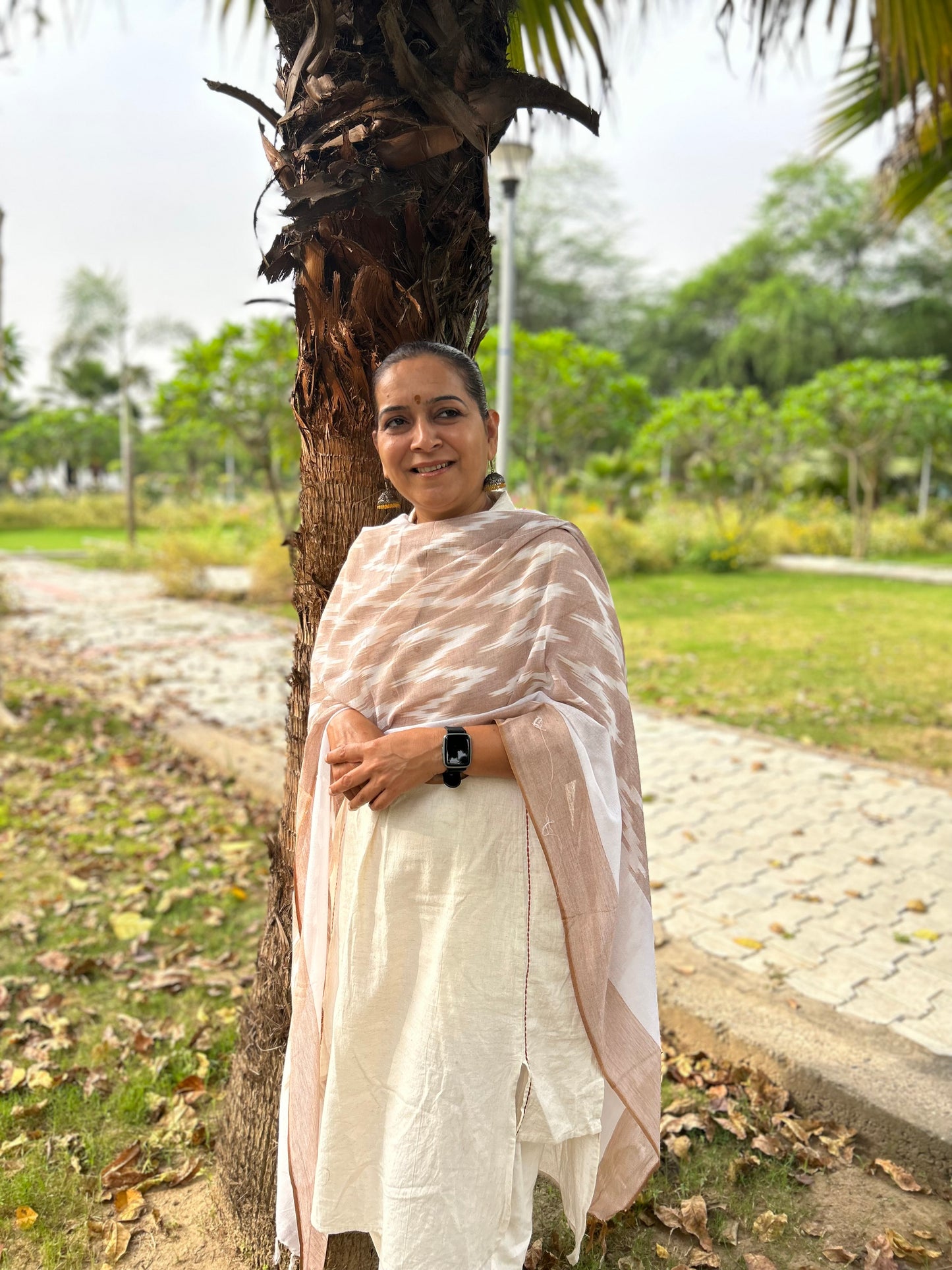 Light Brown Ikat Dupatta