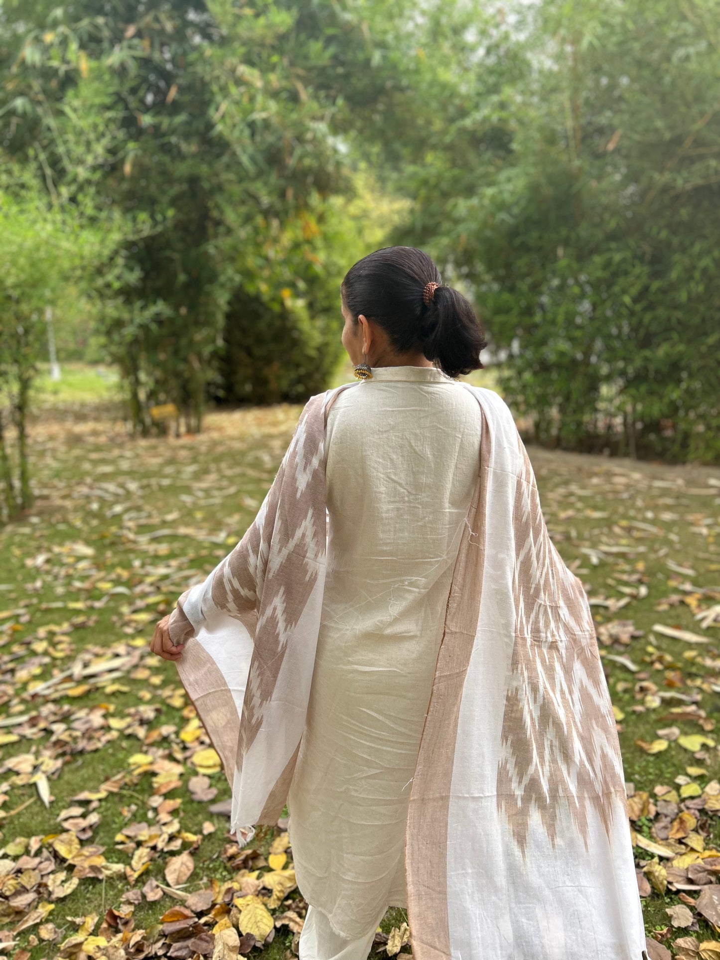 Light Brown Ikat Dupatta