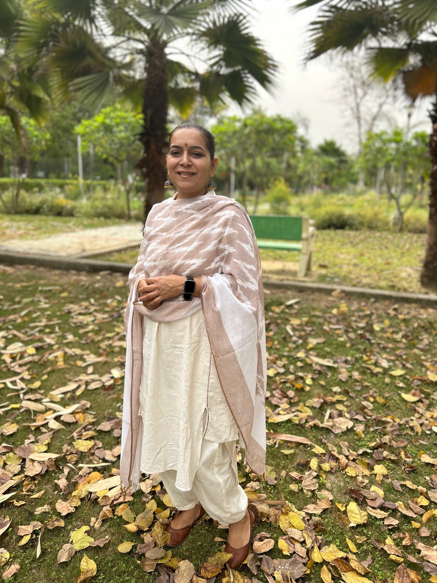 Light Brown Ikat Dupatta