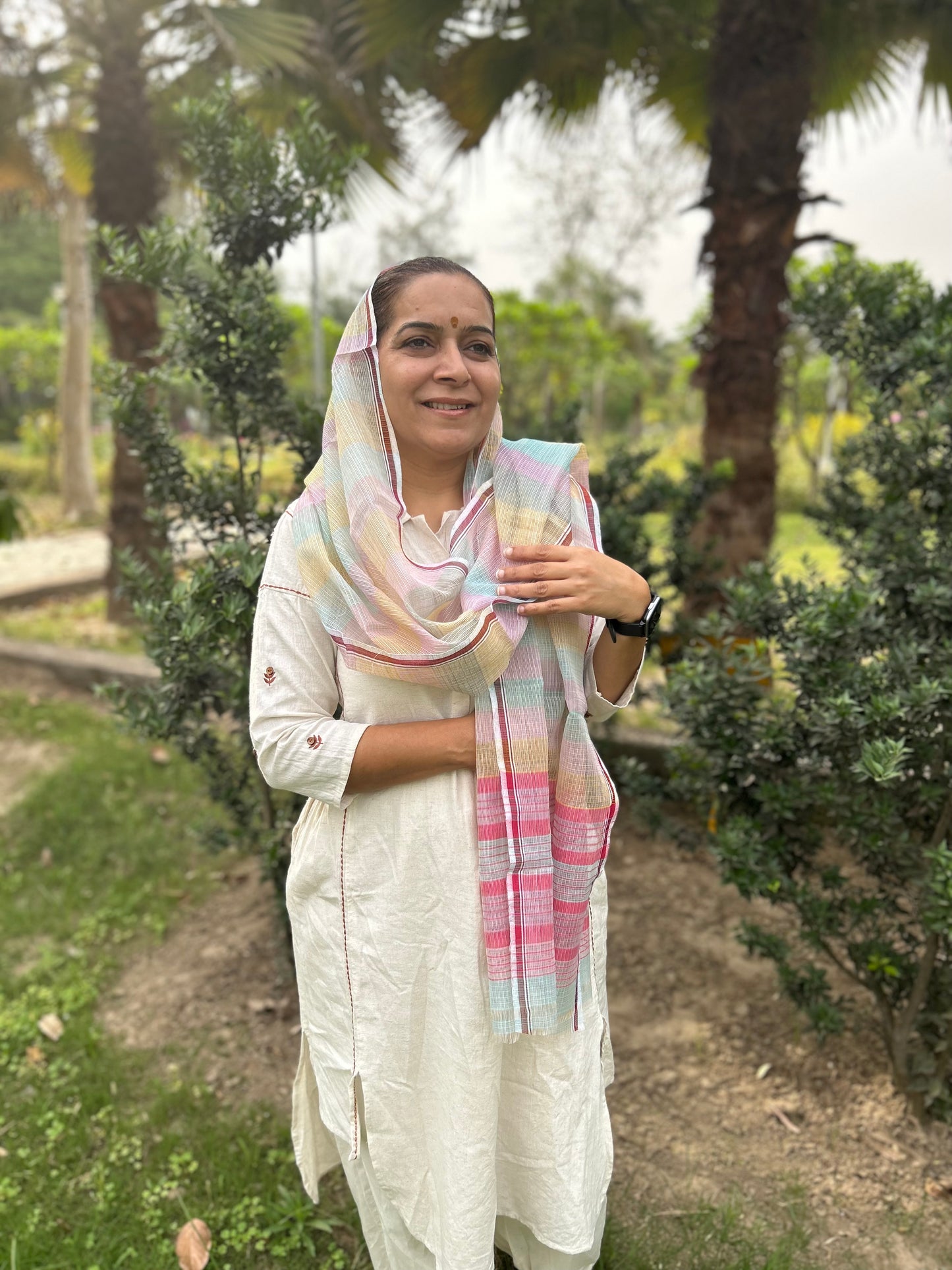Multi Color Hand Woven Kota Doria Stole