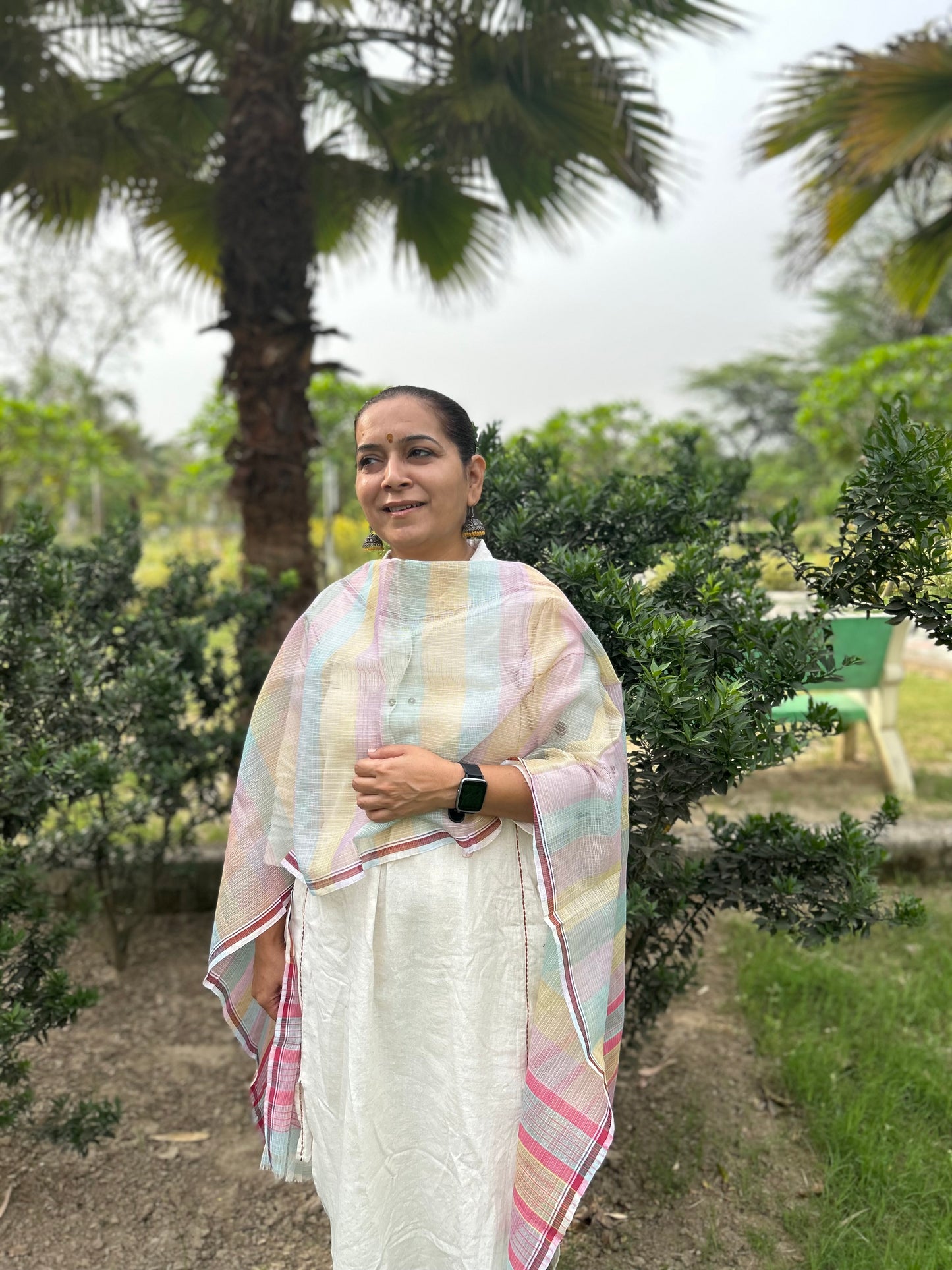 Multi Color Hand Woven Kota Doria Stole