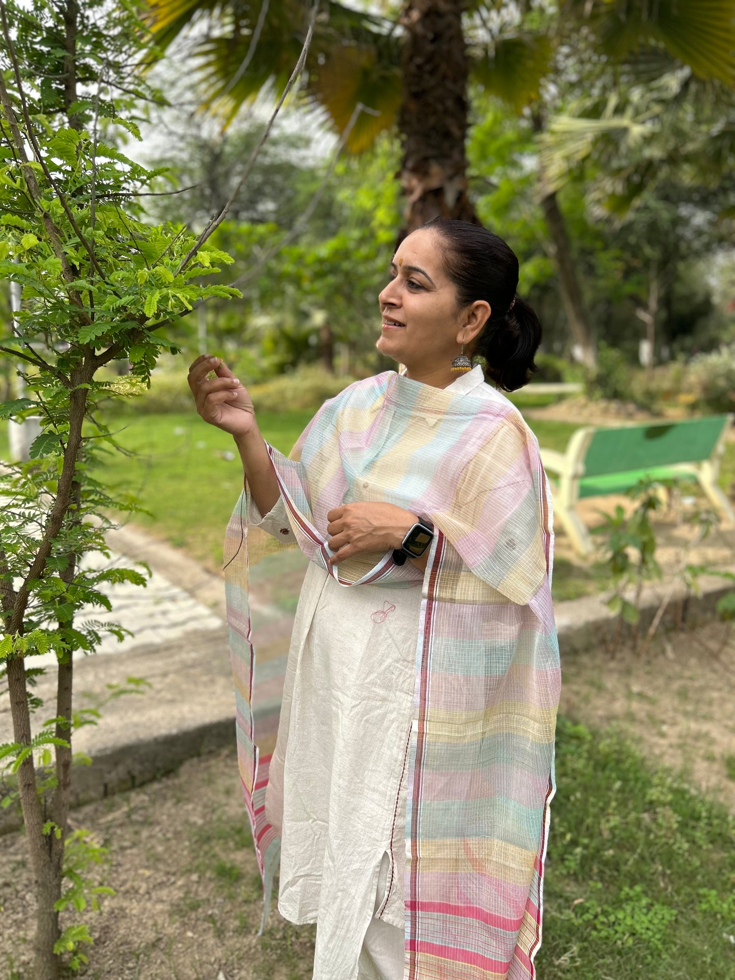 Multi Color Hand Woven Kota Doria Stole