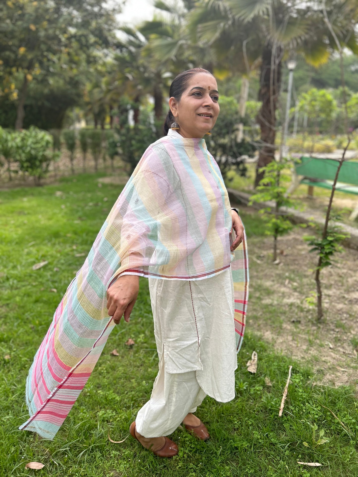 Multi Color Hand Woven Kota Doria Stole