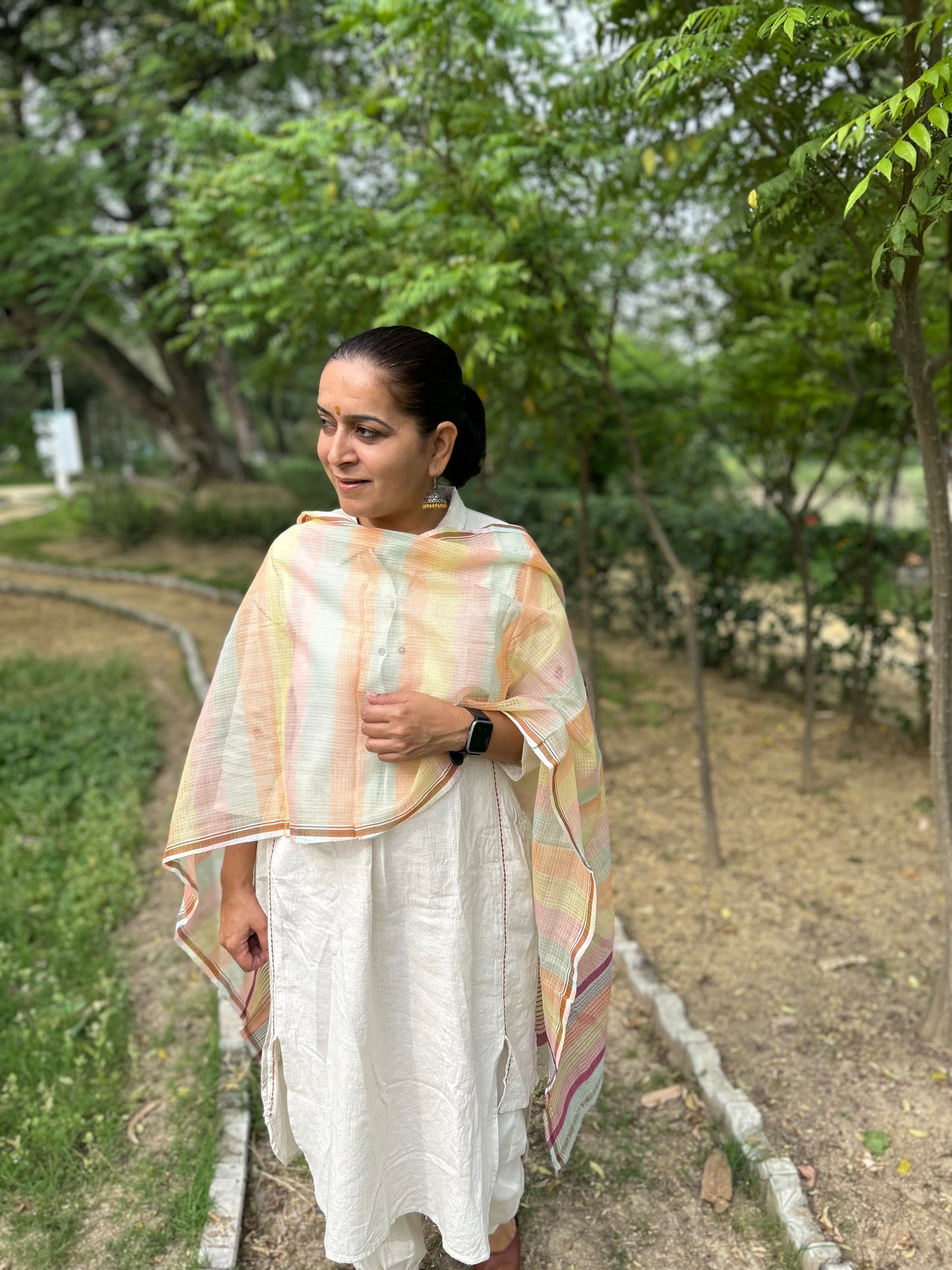 Multi Color Hand Woven Kota Doria Stole
