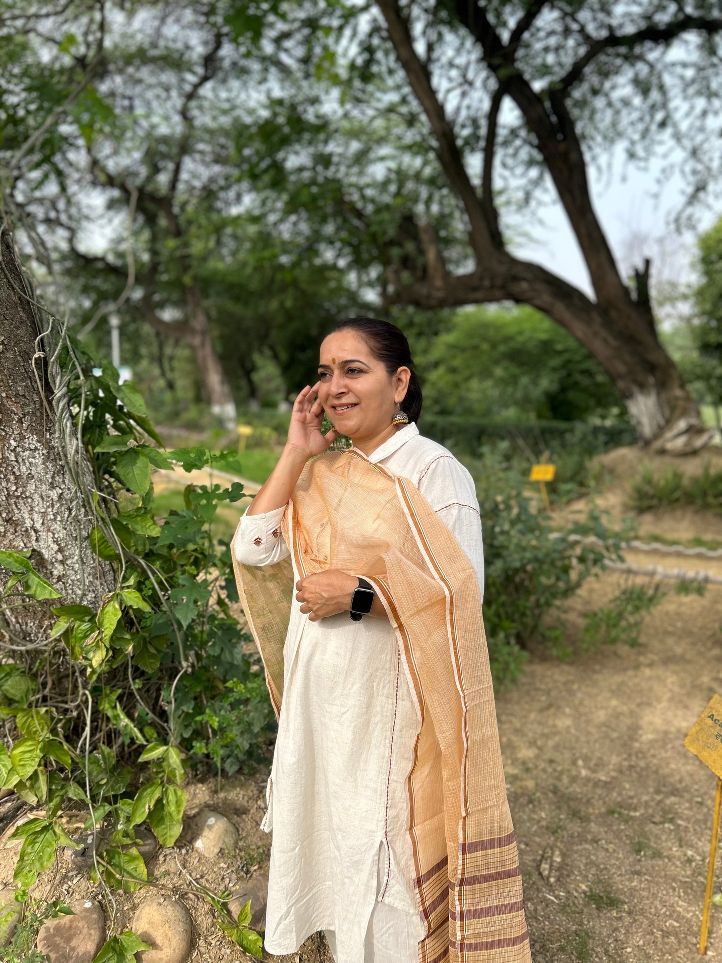 Beige Hand Woven Kota Doria Stole