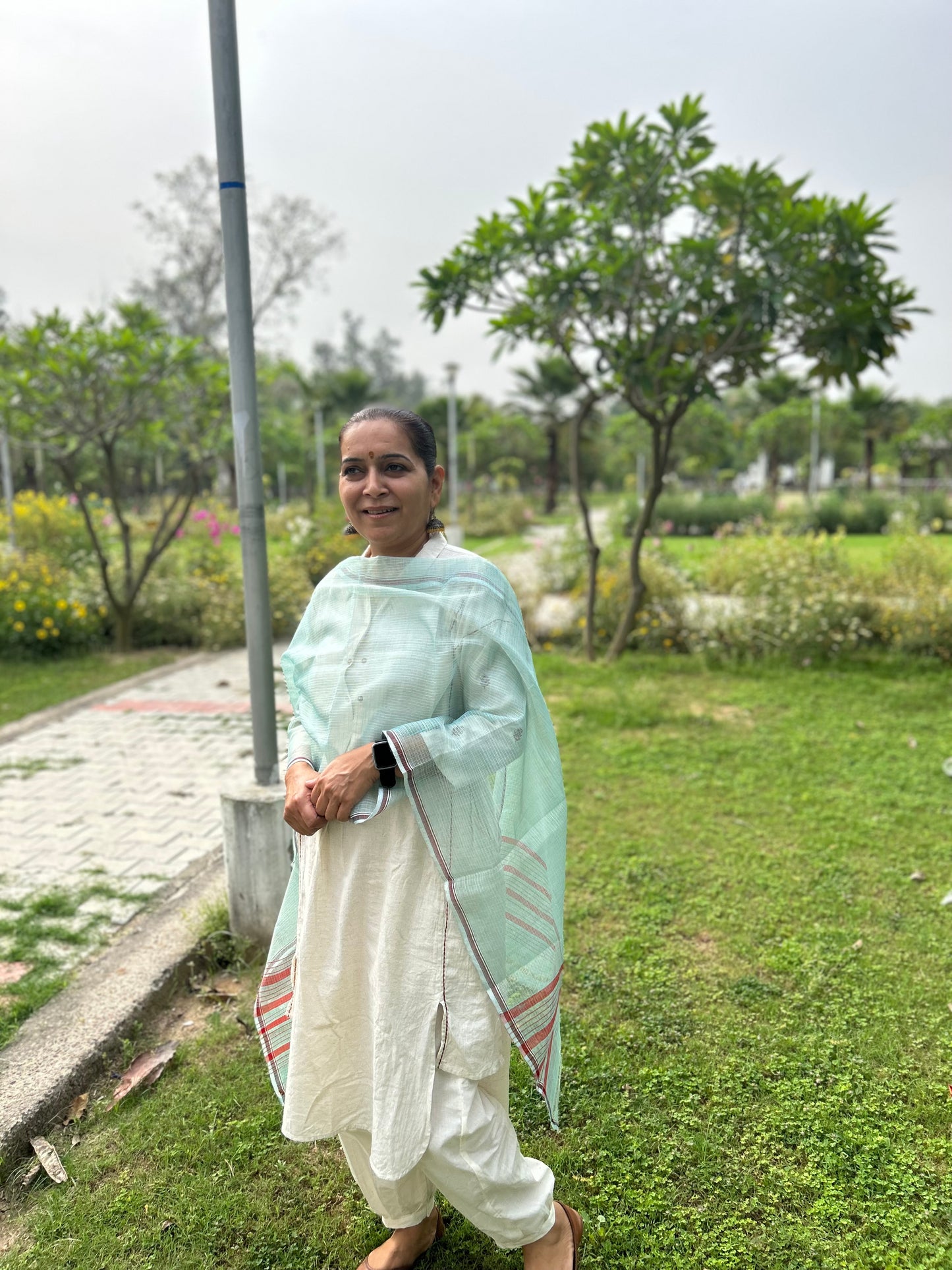 Green Hand Woven Kota Doria Stole